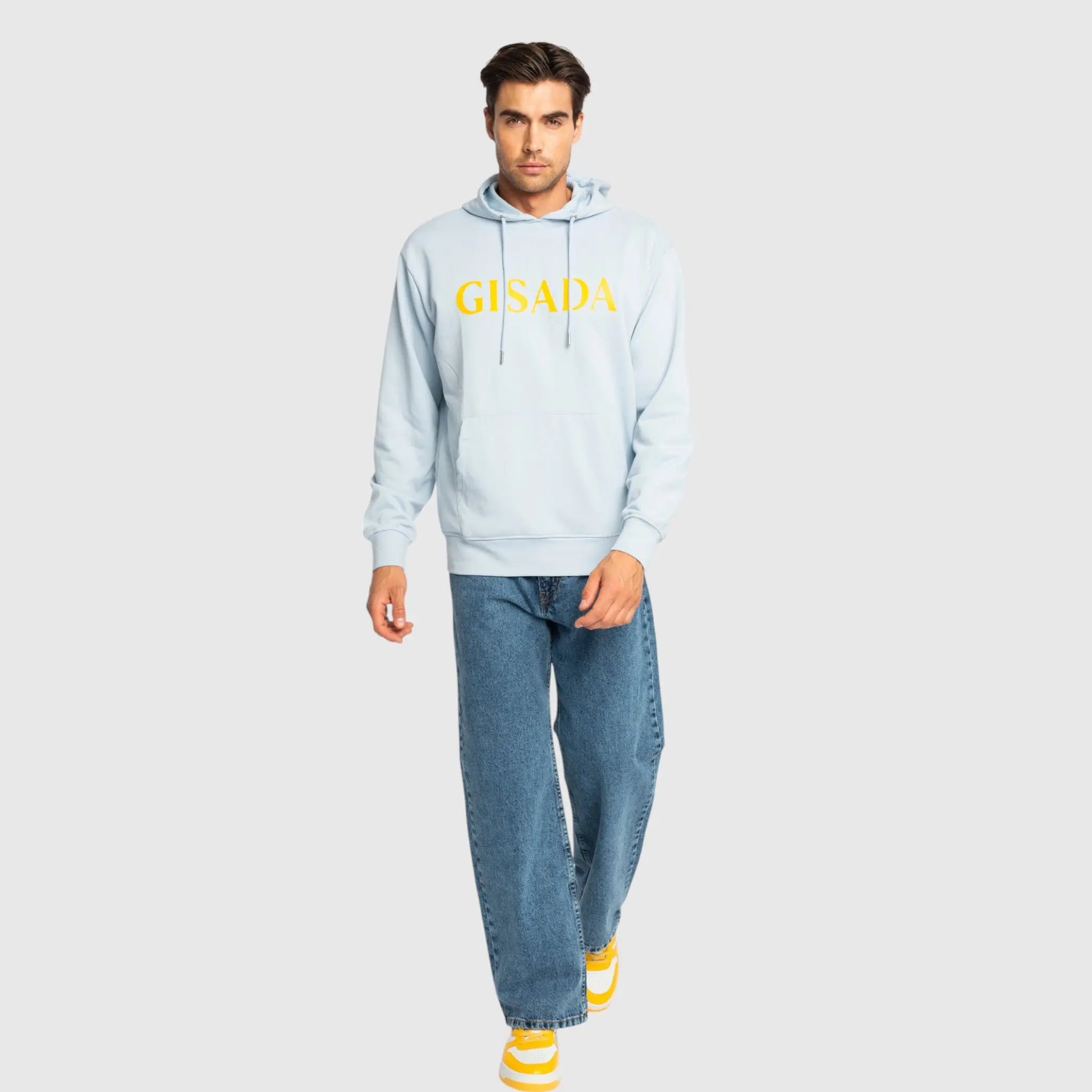 Regular Fit Hoodie in Midweight Cotton with Silicon Print Gisada Hoodie