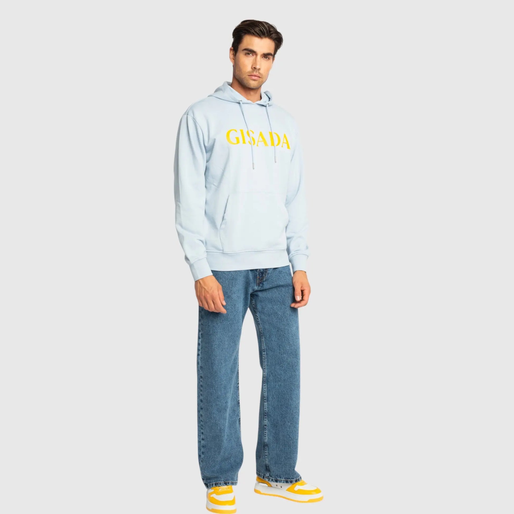 Regular Fit Hoodie in Midweight Cotton with Silicon Print Gisada Hoodie