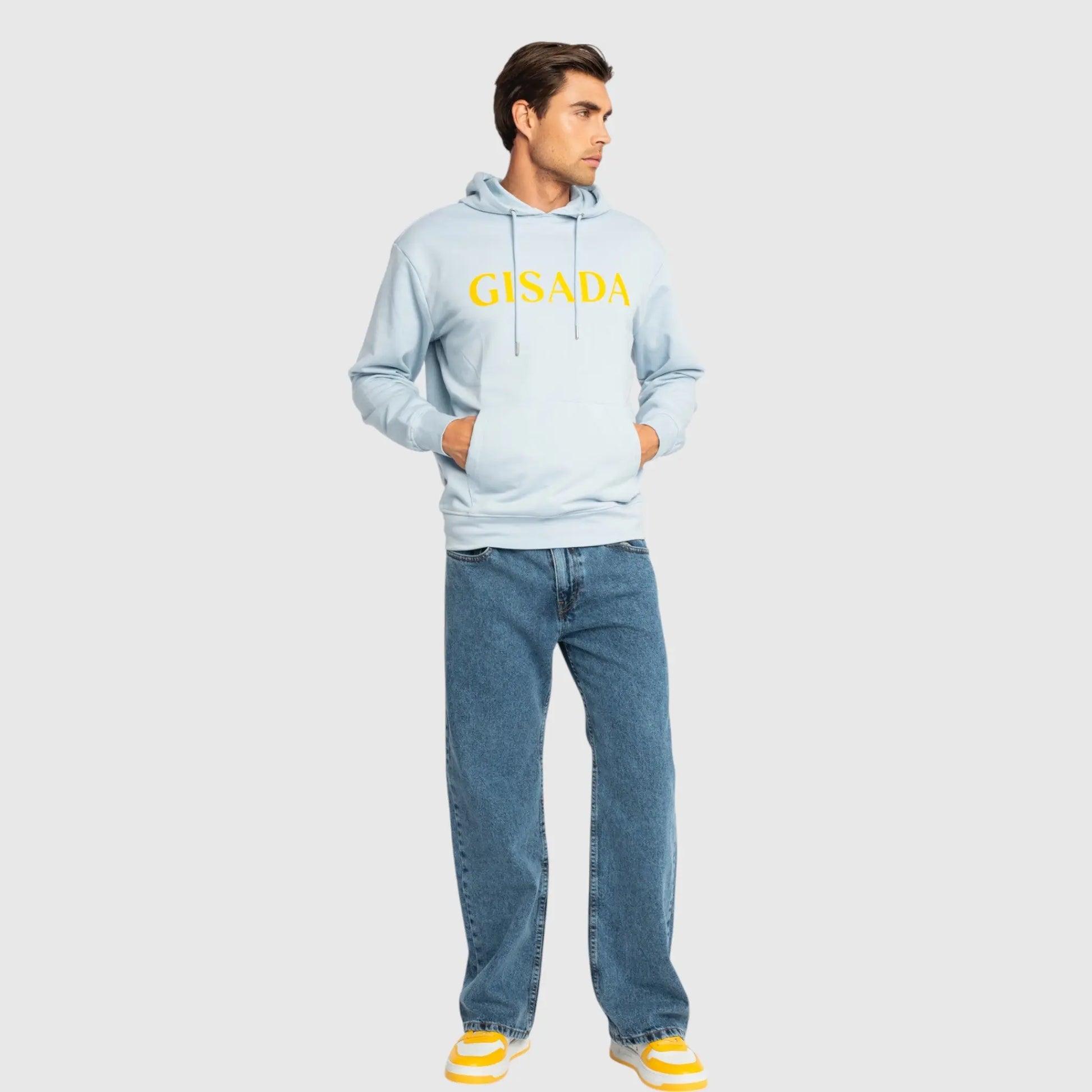 Regular Fit Hoodie in Midweight Cotton with Silicon Print Gisada Hoodie