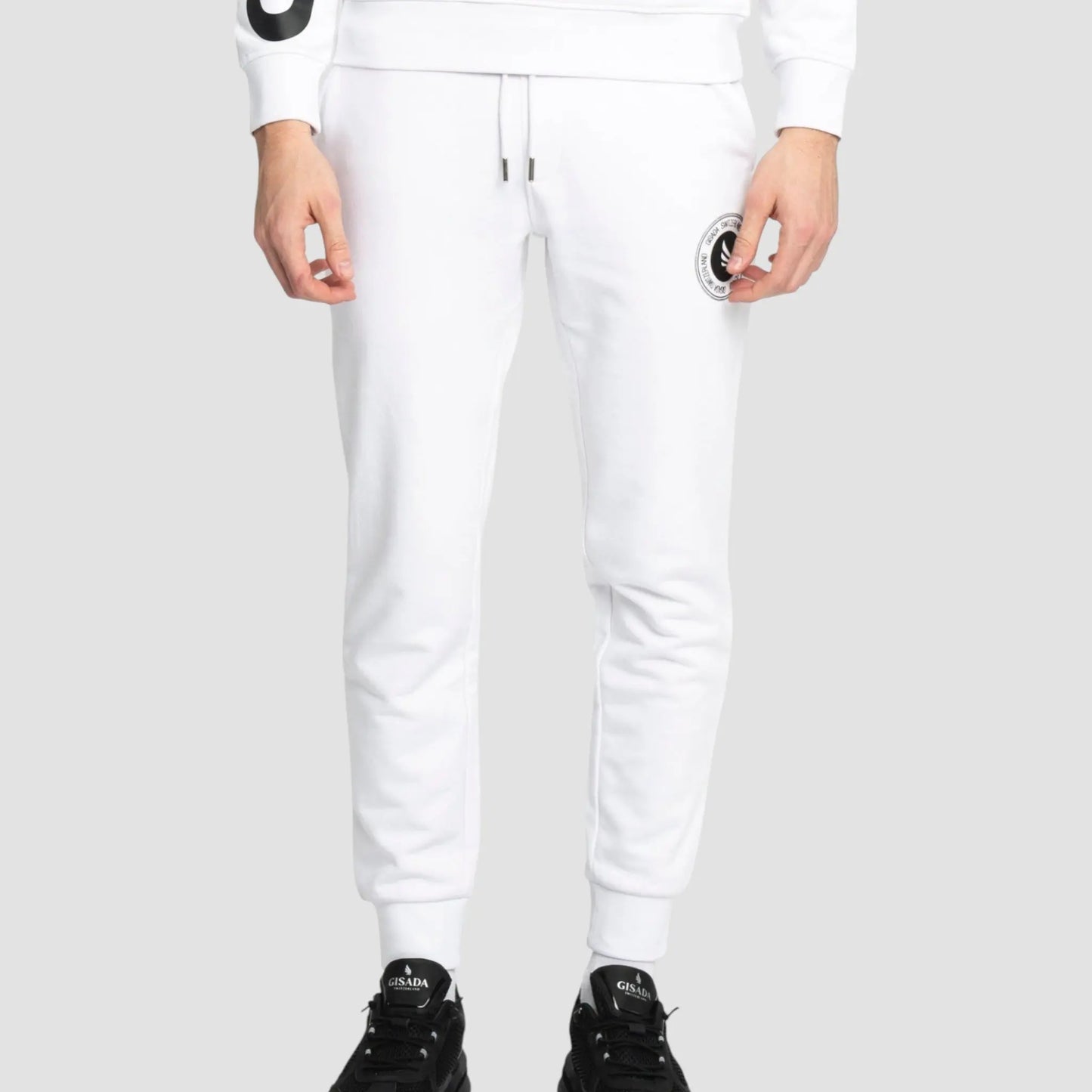 Regular Fit Jogger in Midweight Cotton with Flock Print Gisada Jogger