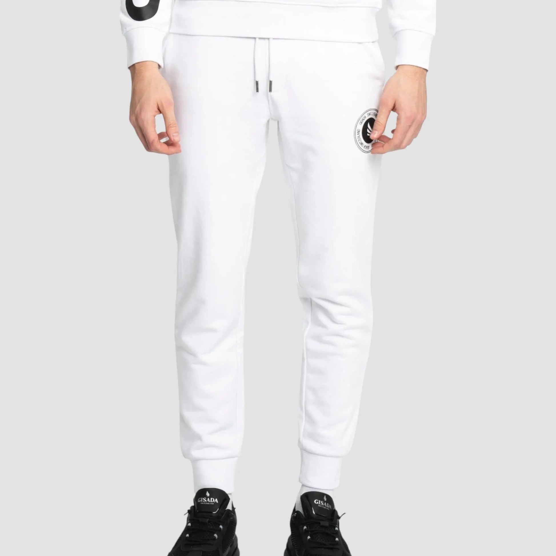 Regular Fit Jogger in Midweight Cotton with Flock Print Gisada Jogger