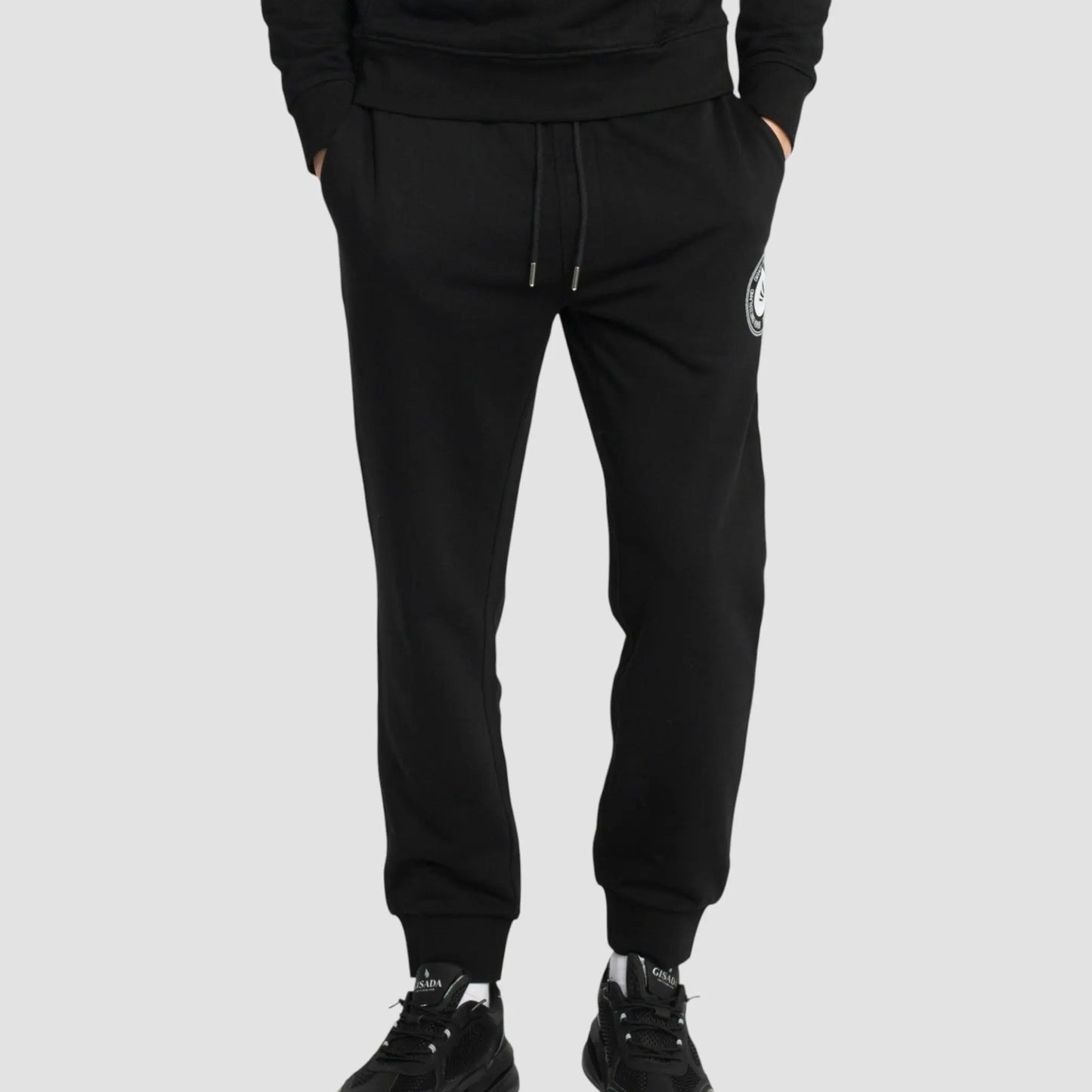 Regular Fit Jogger in Midweight Cotton with Flock Print Gisada Jogger