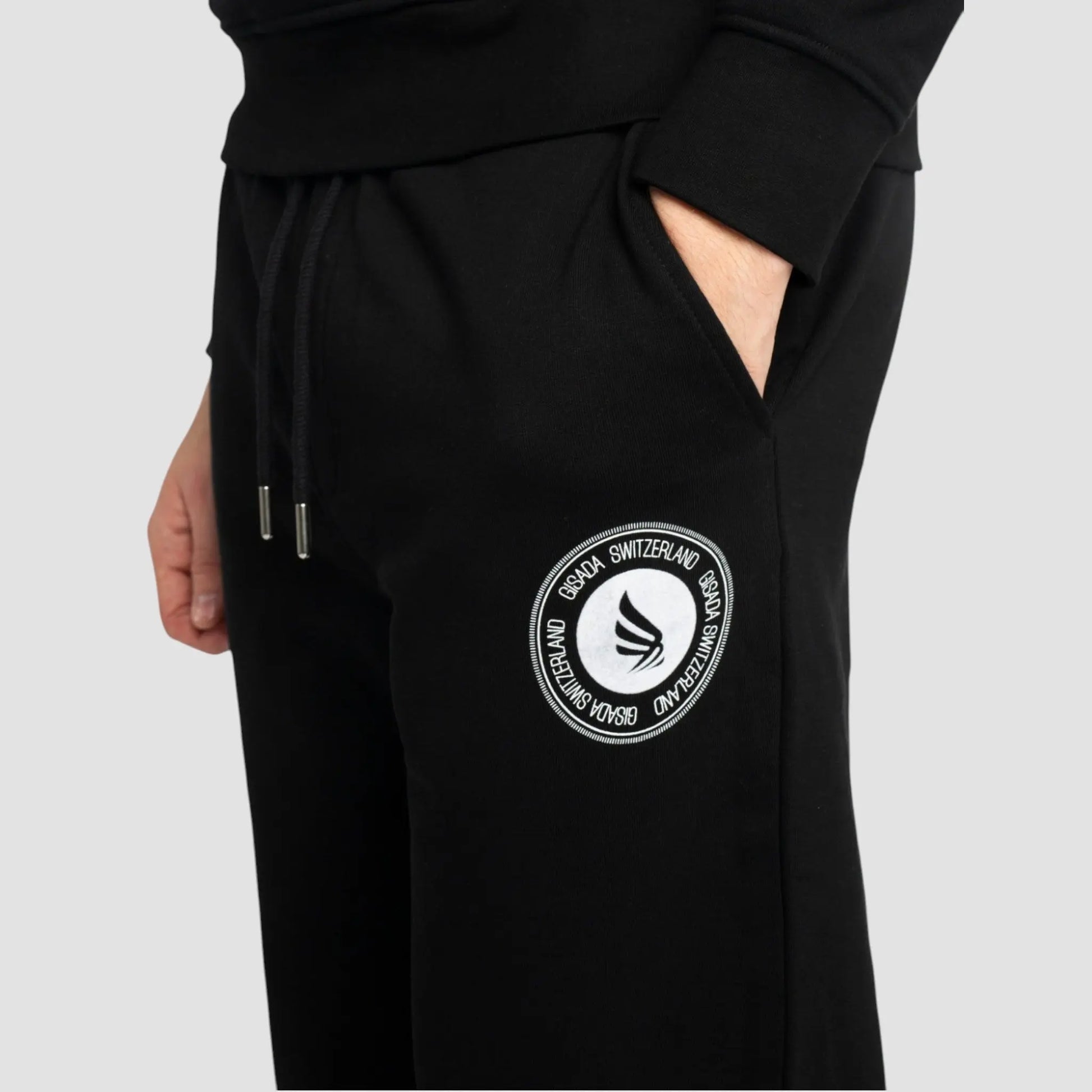 Regular Fit Jogger in Midweight Cotton with Flock Print Gisada Jogger