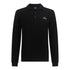 Front view of black long sleeve Gisada polo with logo