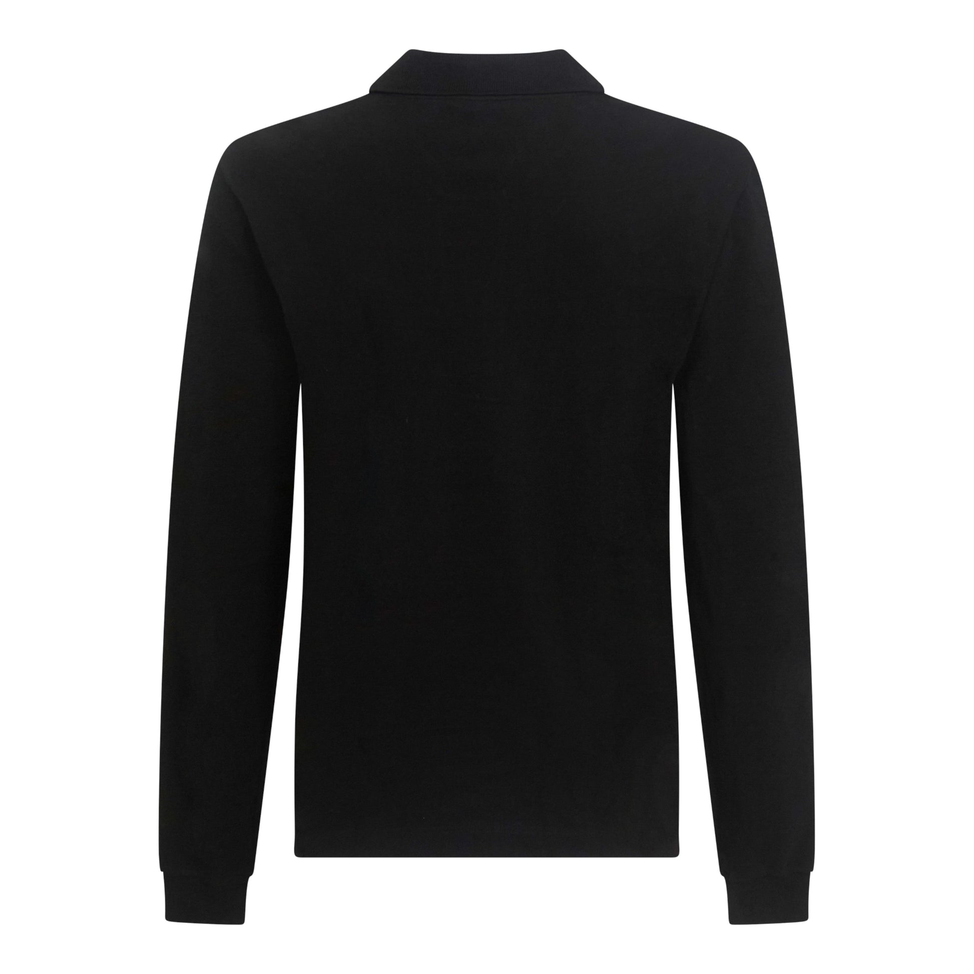 Back view of black cotton Gisada polo shirt