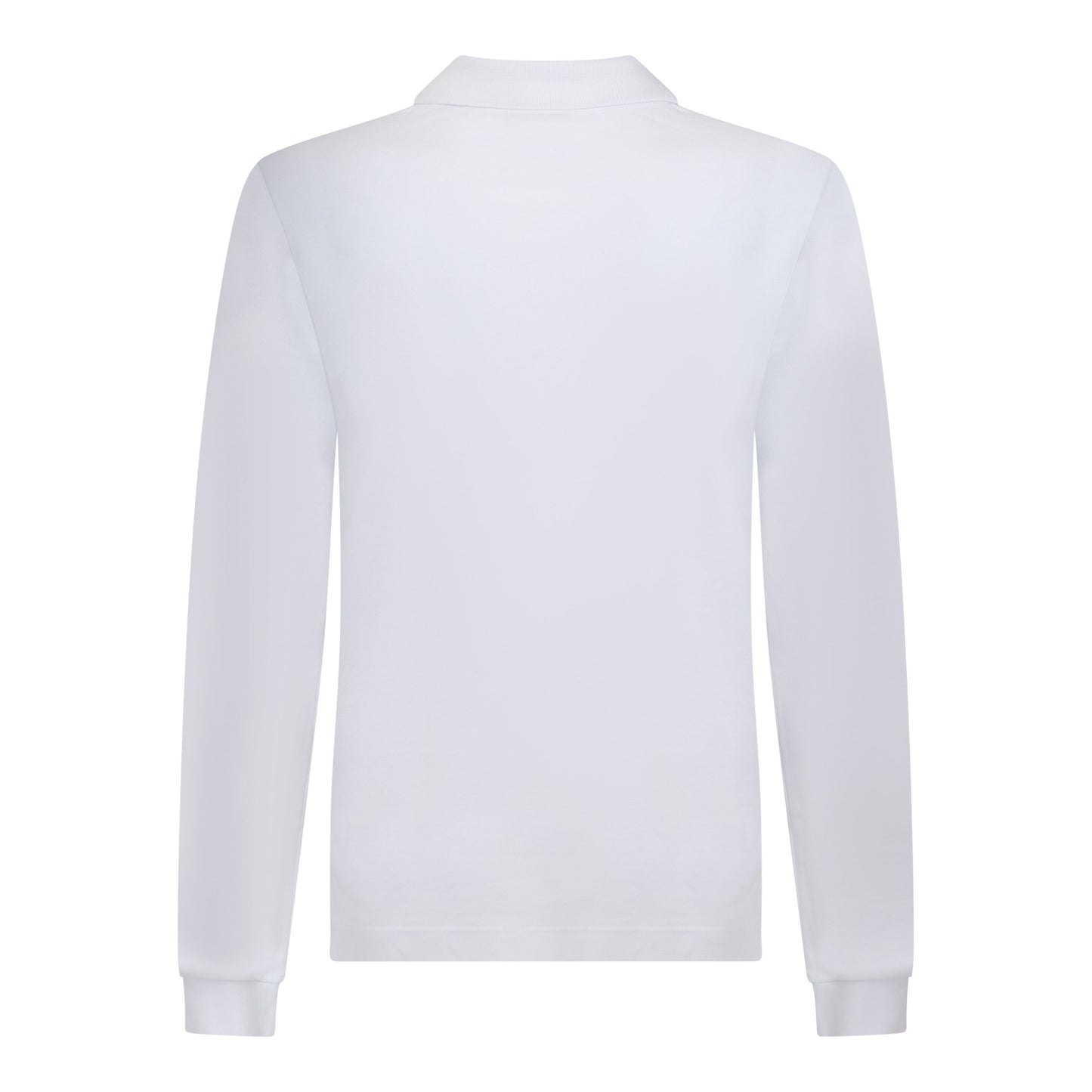 Back view of crisp white cotton Gisada polo shirt