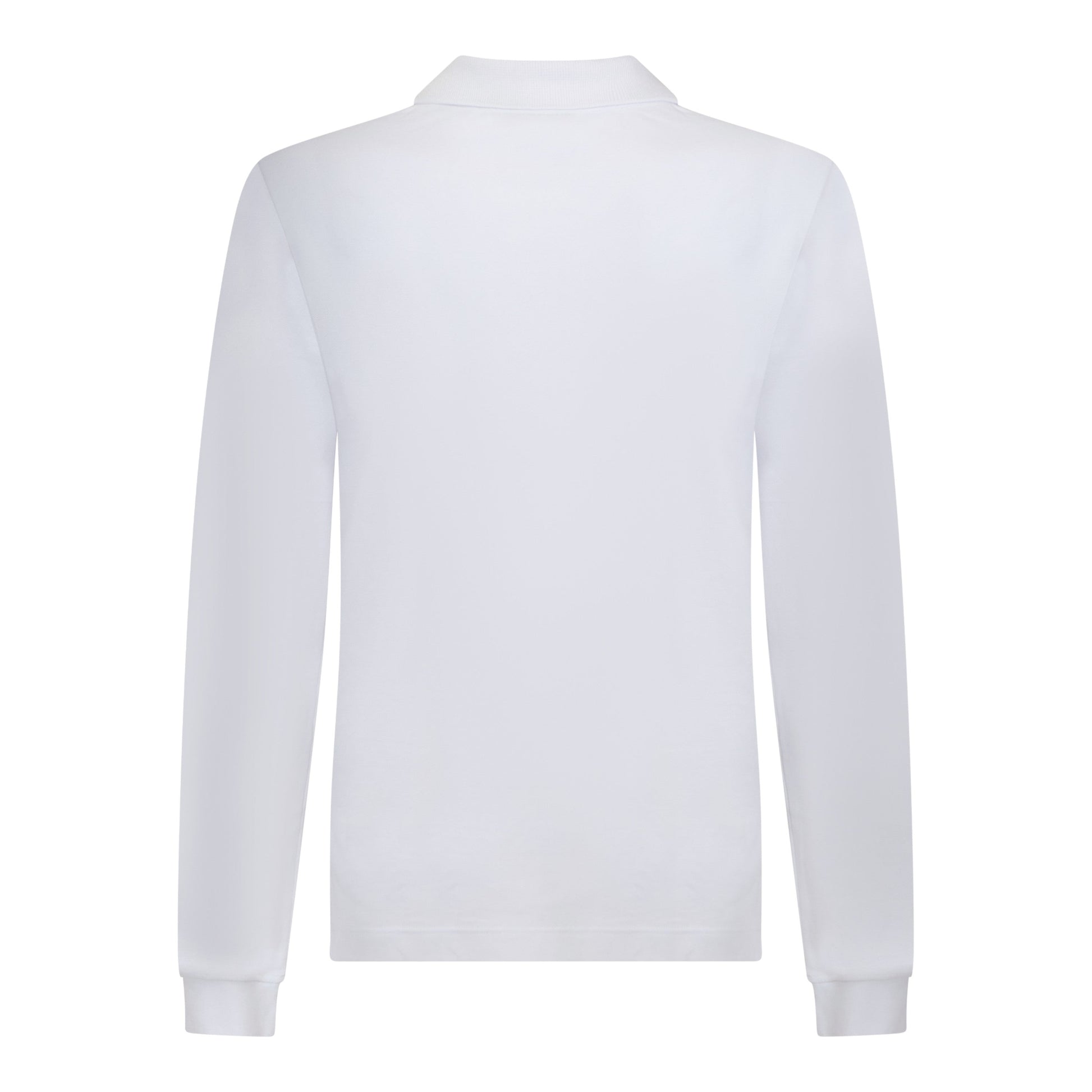 Back view of crisp white cotton Gisada polo shirt