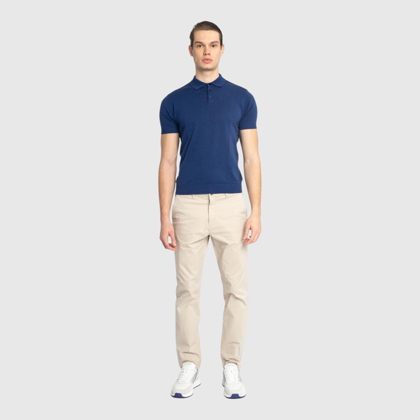 High-quality regular fit blue polo shirt with soft texture