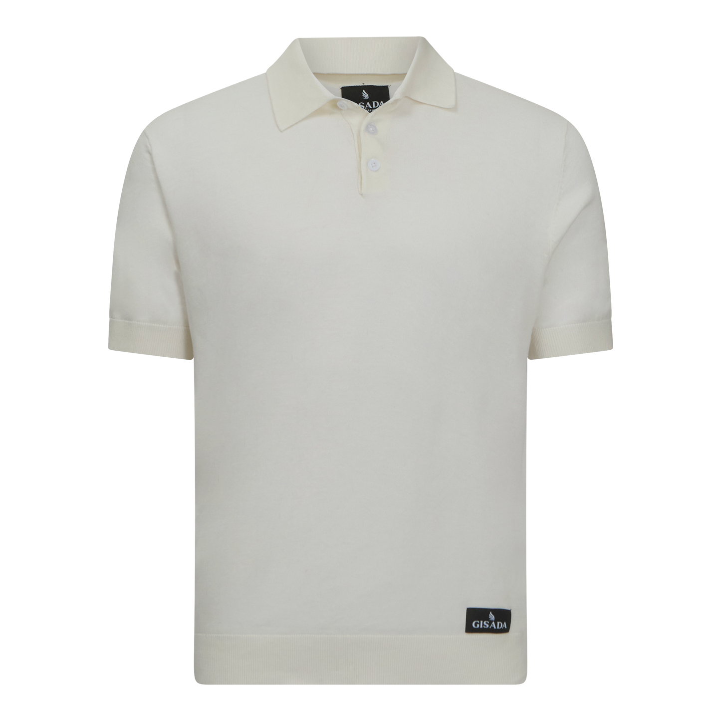Regular Fit Premium Cotton Knit Polo with Patch Label Gisada Knitwear