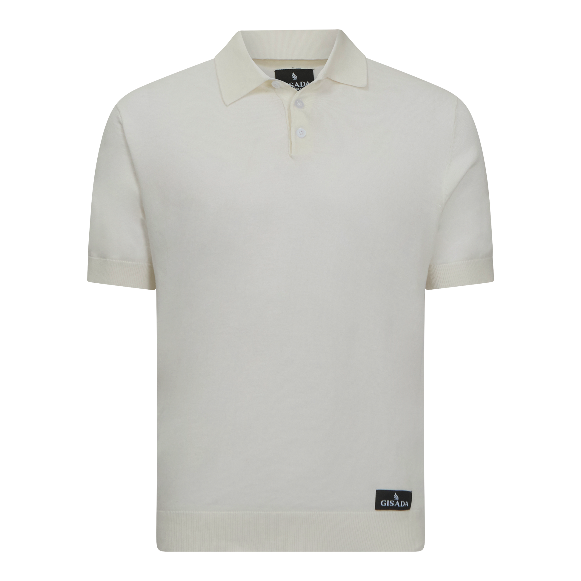 Regular Fit Premium Cotton Knit Polo with Patch Label Gisada Knitwear