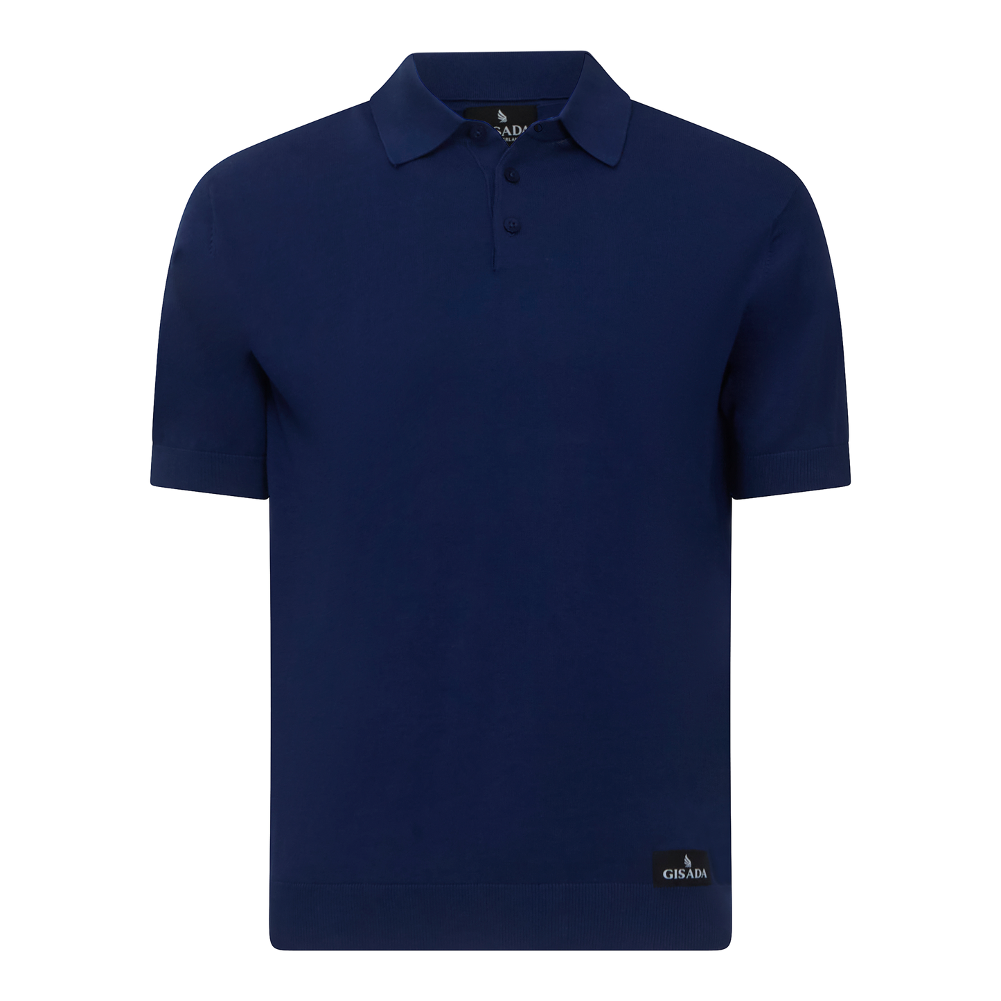 Regular Fit Premium Cotton Knit Polo with Patch Label Gisada Knitwear