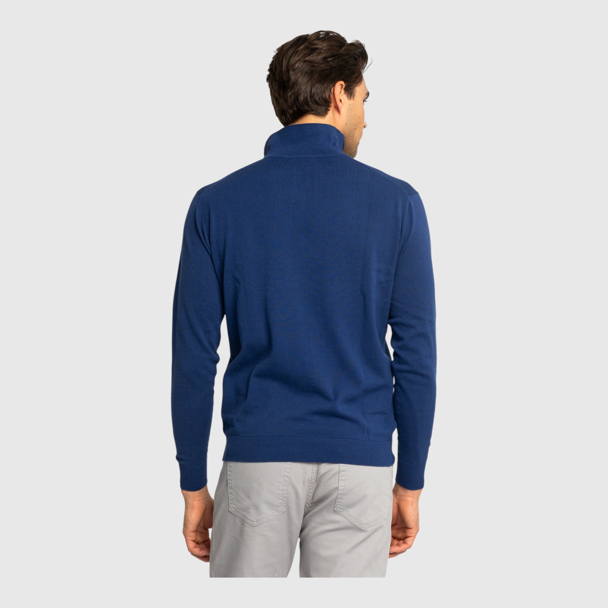 Regular Fit Premium Cotton Long Sleeve Knit Polo with Patch Label Gisada Knitwear