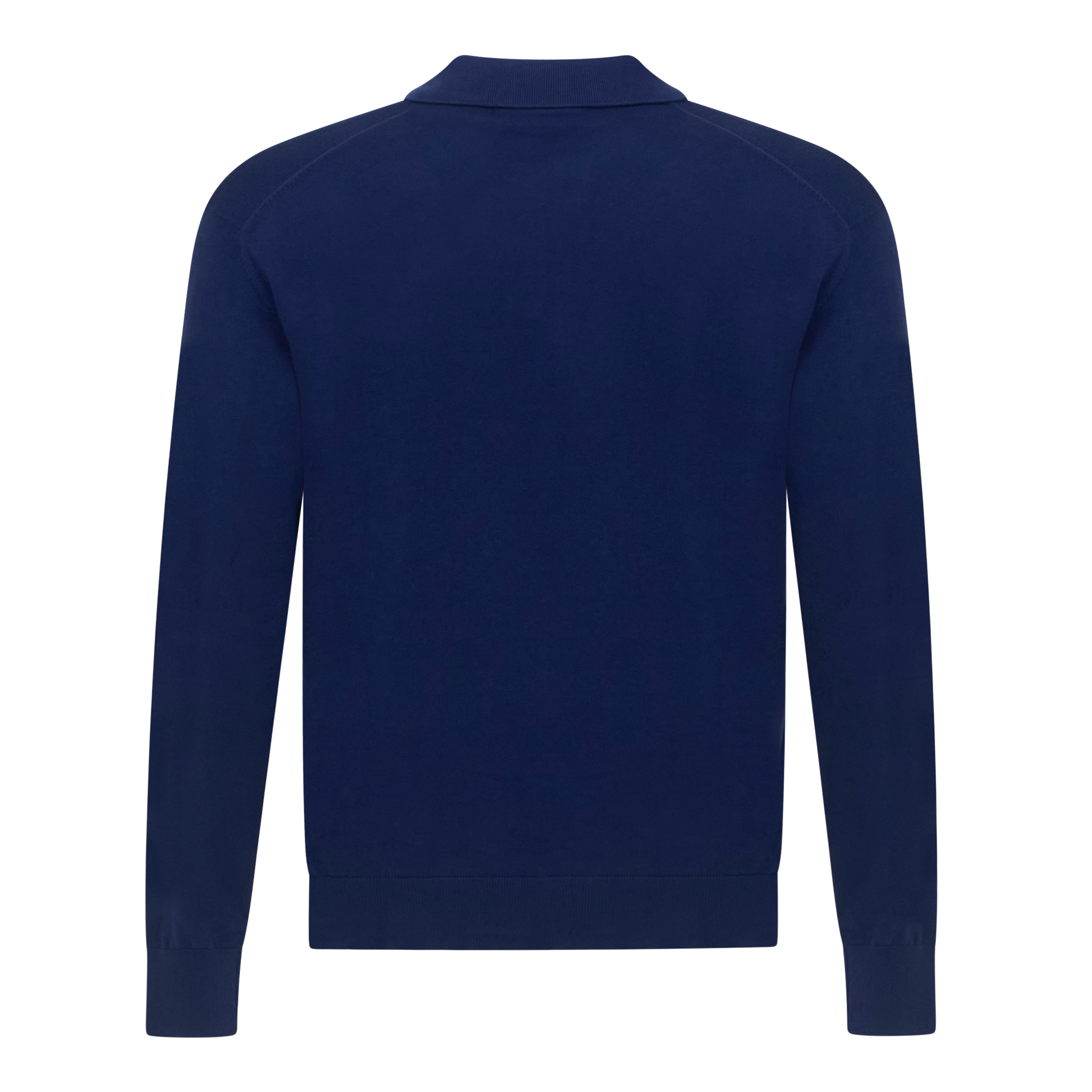 Regular Fit Premium Cotton Long Sleeve Knit Polo with Patch Label Gisada Knitwear