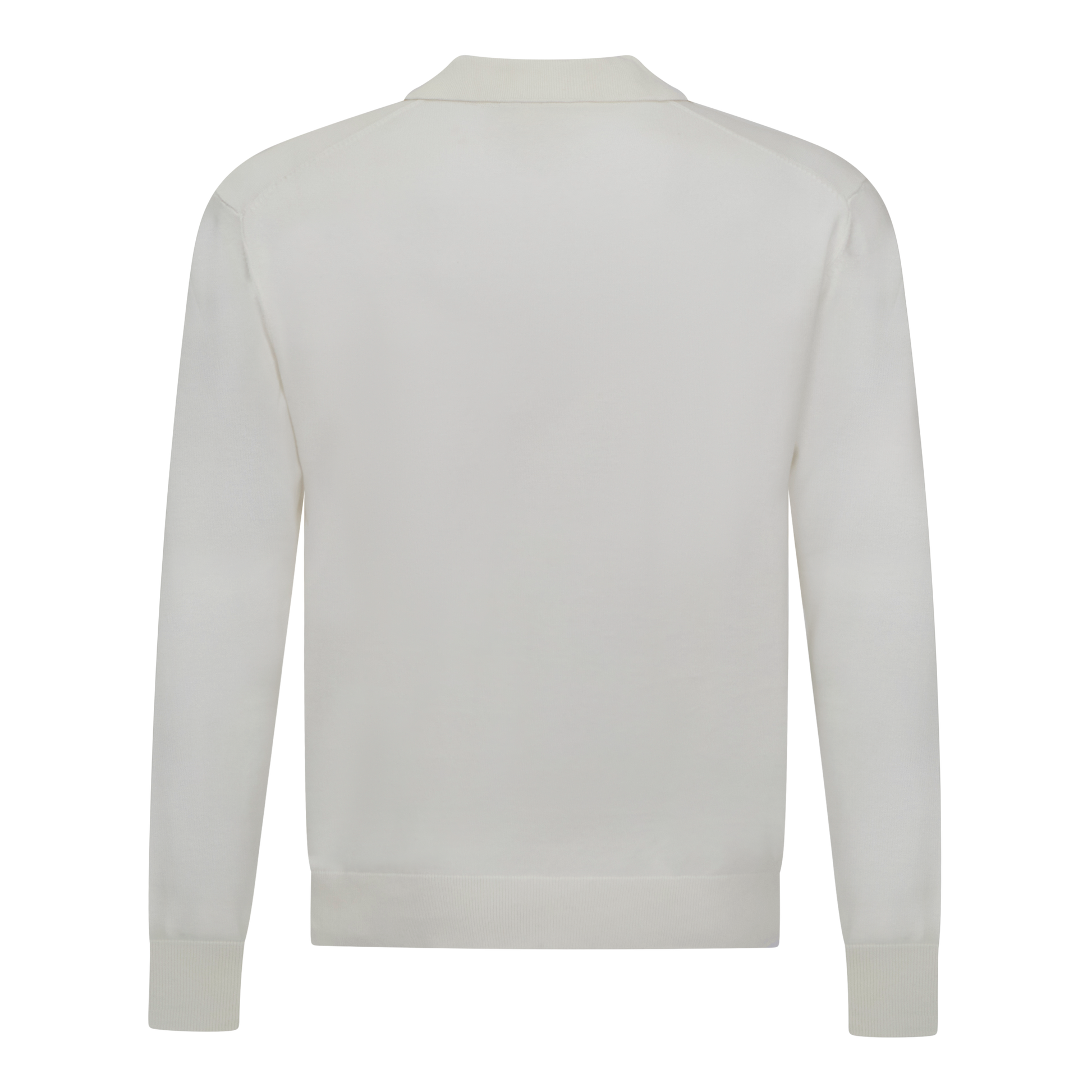 Regular Fit Premium Cotton Long Sleeve Knit Polo with Patch Label Gisada Knitwear