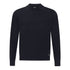 Navy long sleeve cotton polo shirt front view – Gisada Signature
