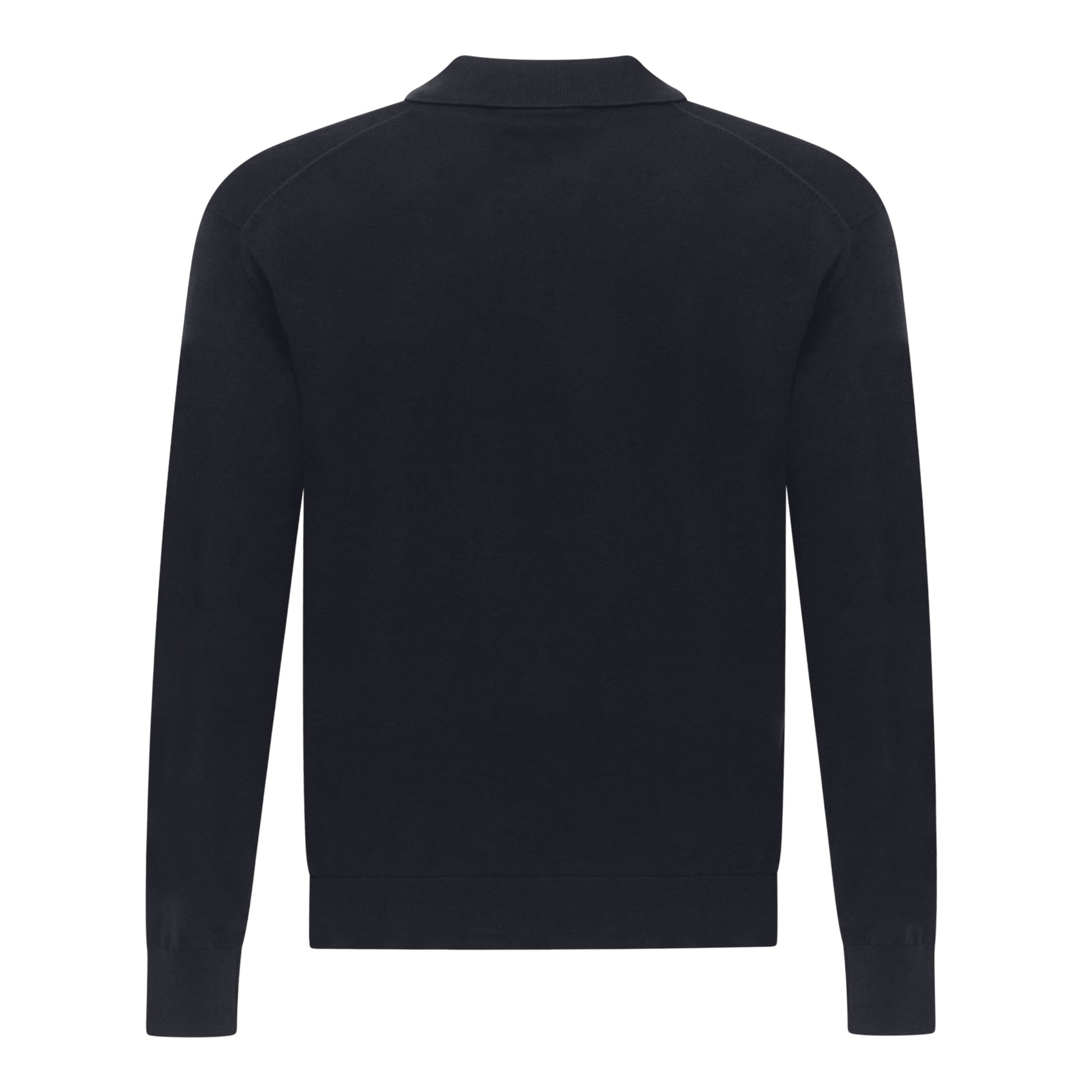 Back view of Gisada navy knitwear polo – premium men’s fashion