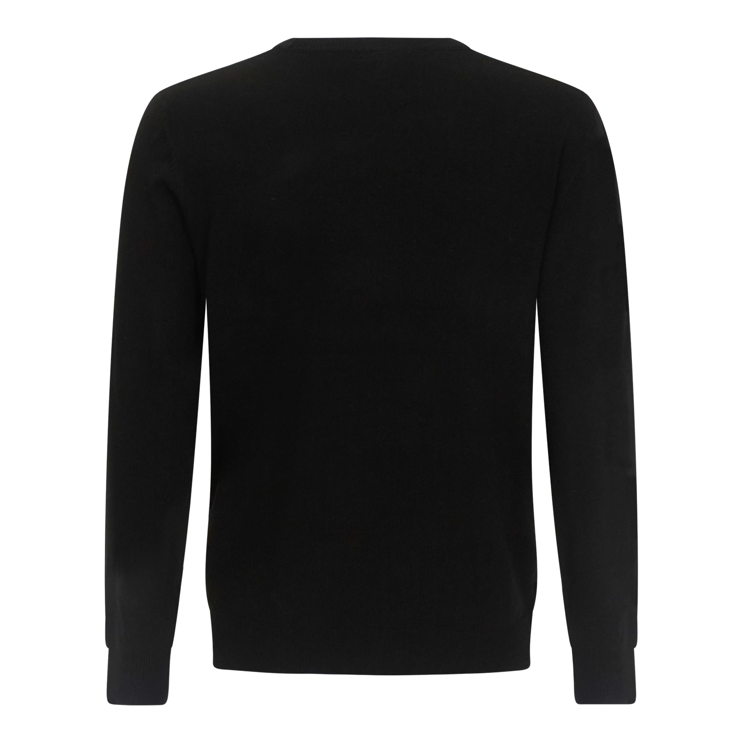 Back view of classic black knit pullover from Gisada