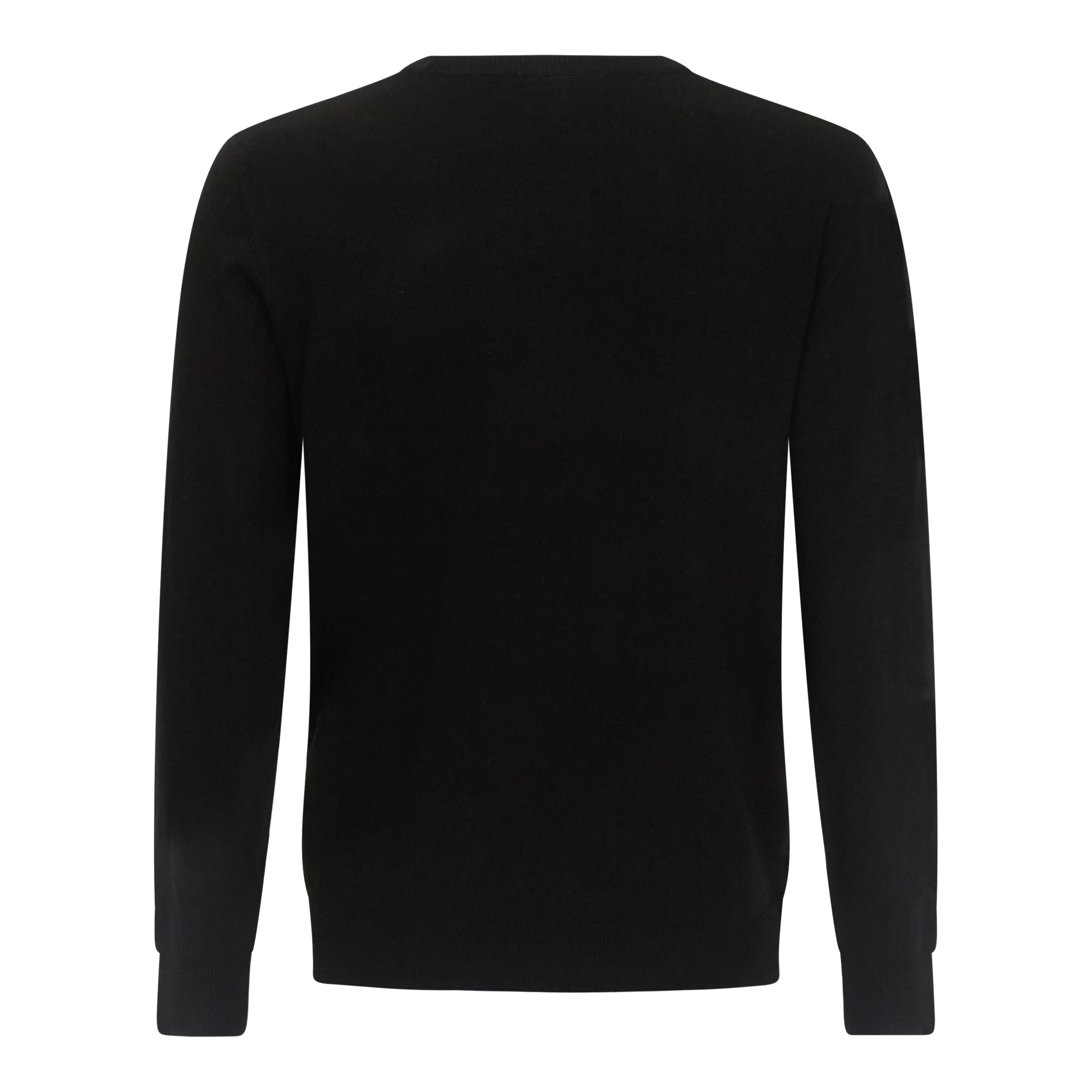 Back view of classic black knit pullover from Gisada