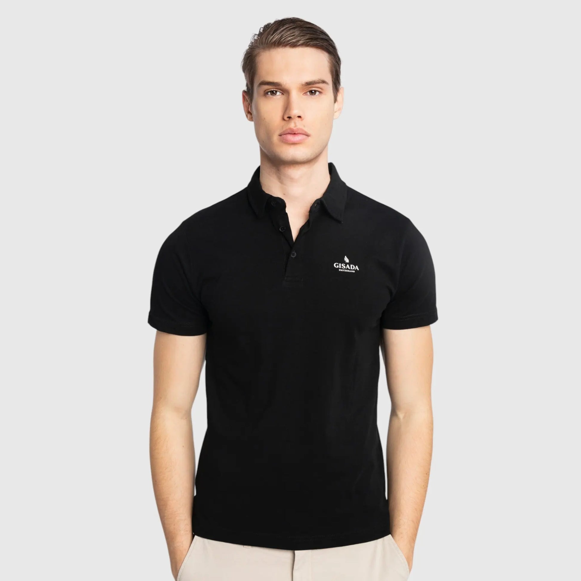 Regular Fit Short Sleeves Jersey Polo with Gisada Rubber Logo Gisada Polo