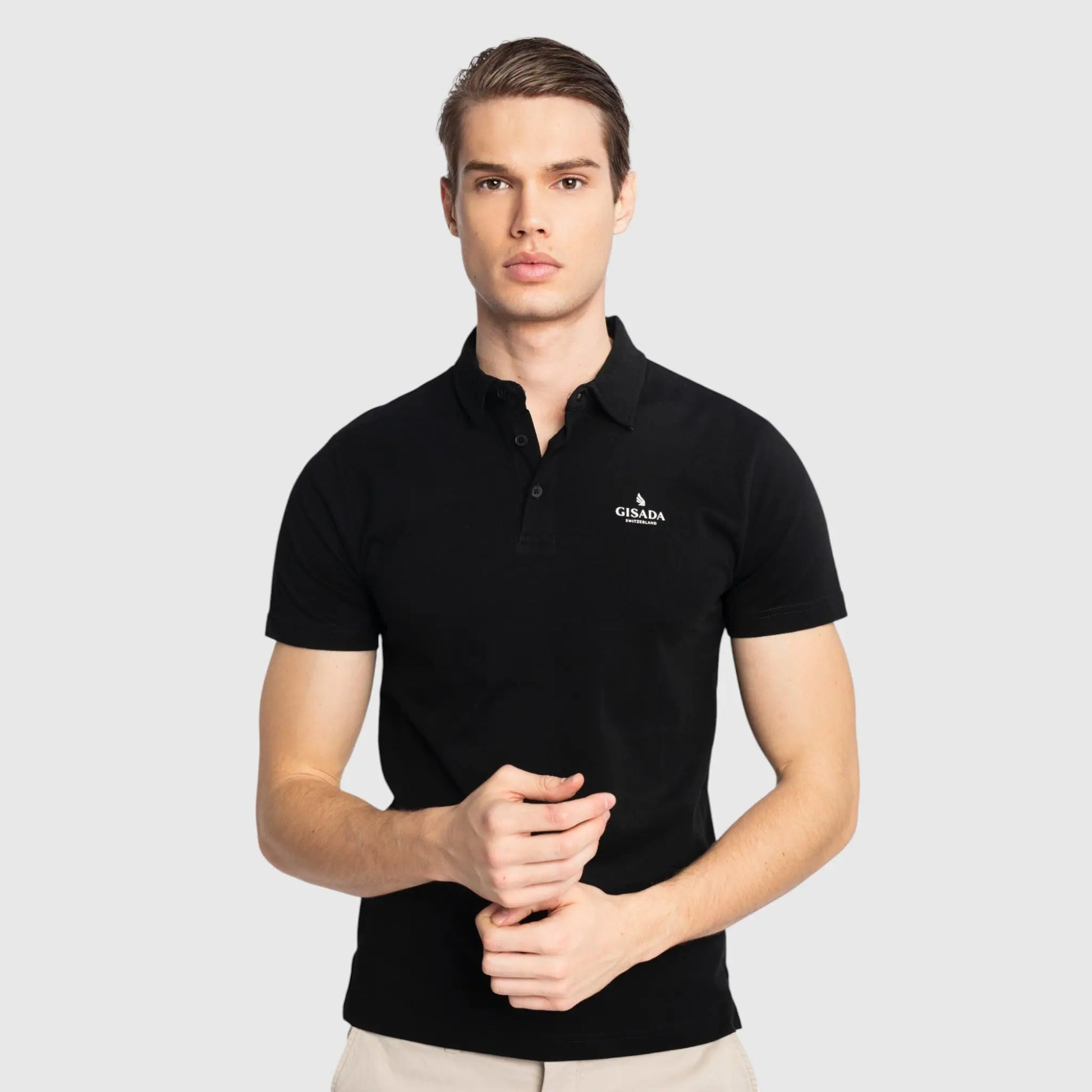 Regular Fit Short Sleeves Jersey Polo with Gisada Rubber Logo Gisada Polo