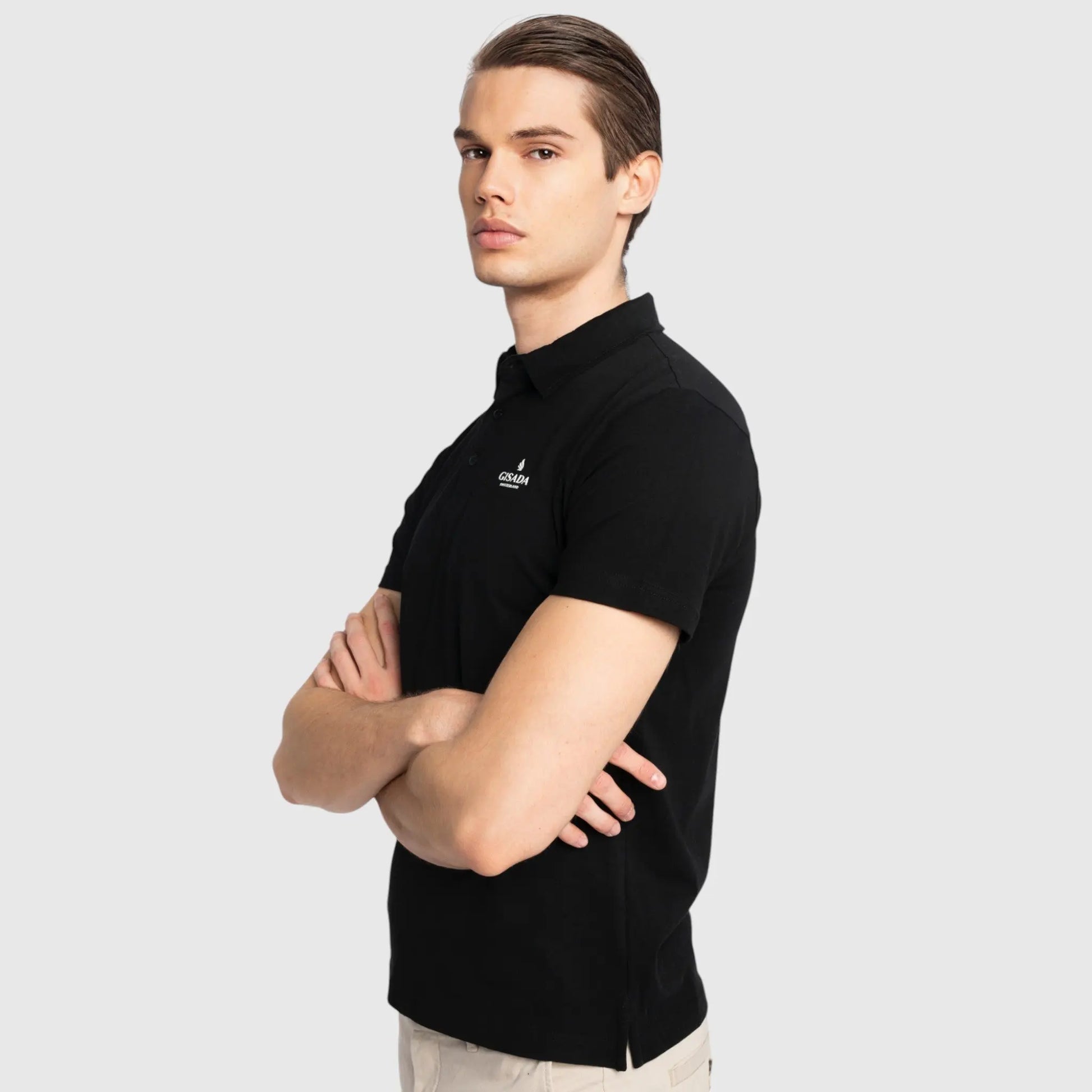 Regular Fit Short Sleeves Jersey Polo with Gisada Rubber Logo Gisada Polo