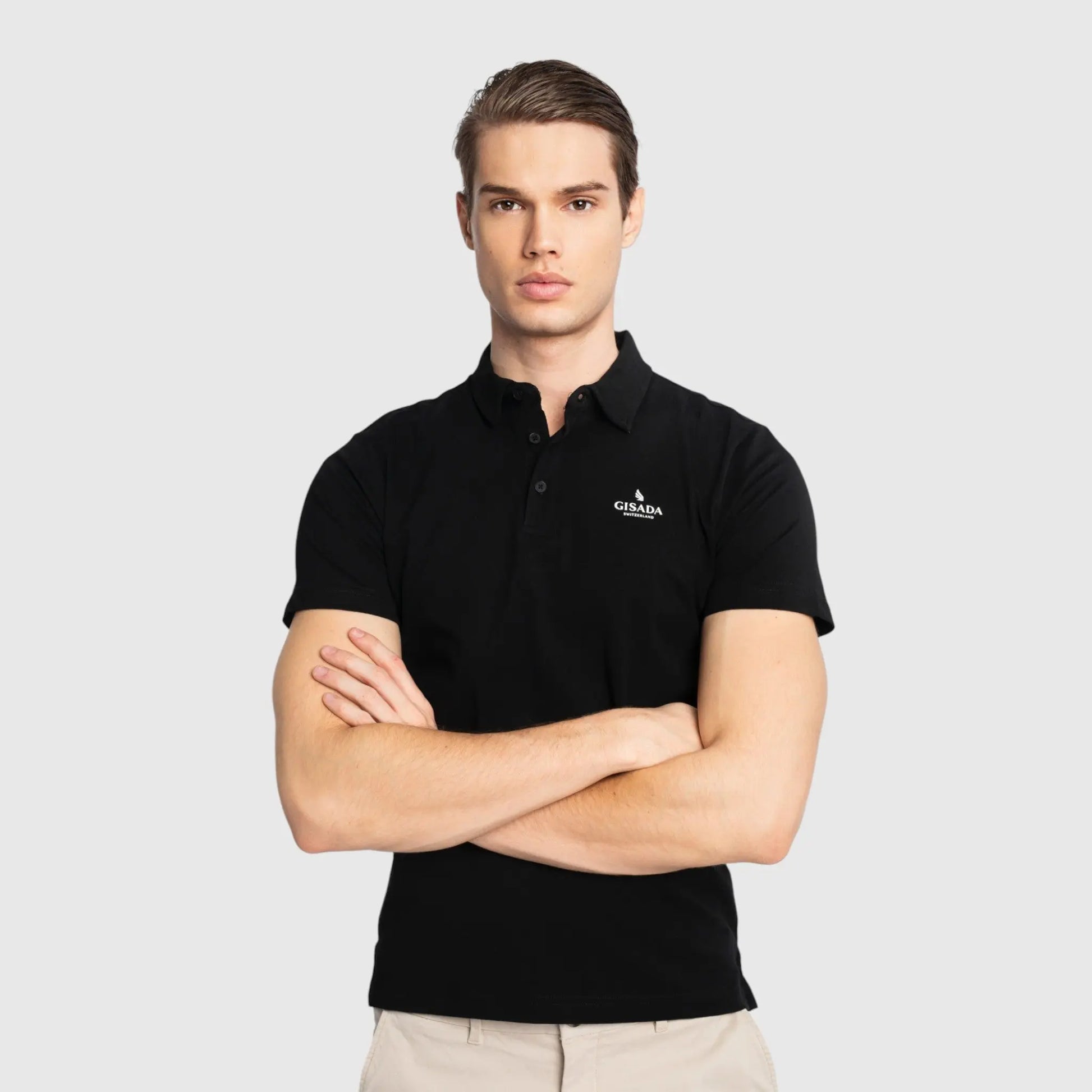 Regular Fit Short Sleeves Jersey Polo with Gisada Rubber Logo Gisada Polo