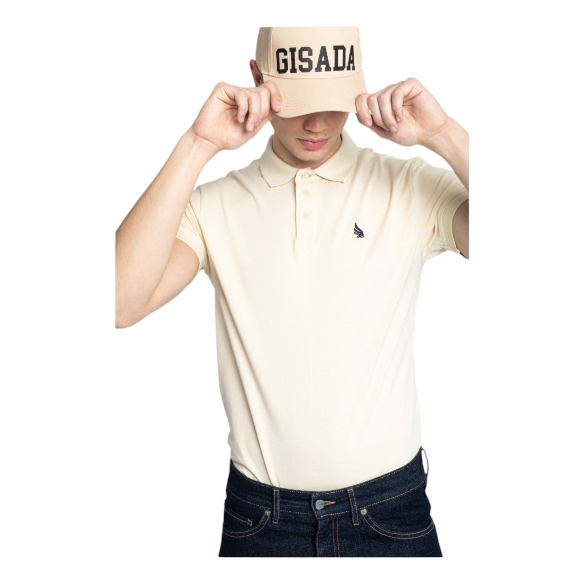 Regular Fit Short Sleeves Polo in Cotton Piquet with 3D Embroidered Wing Gisada Polo