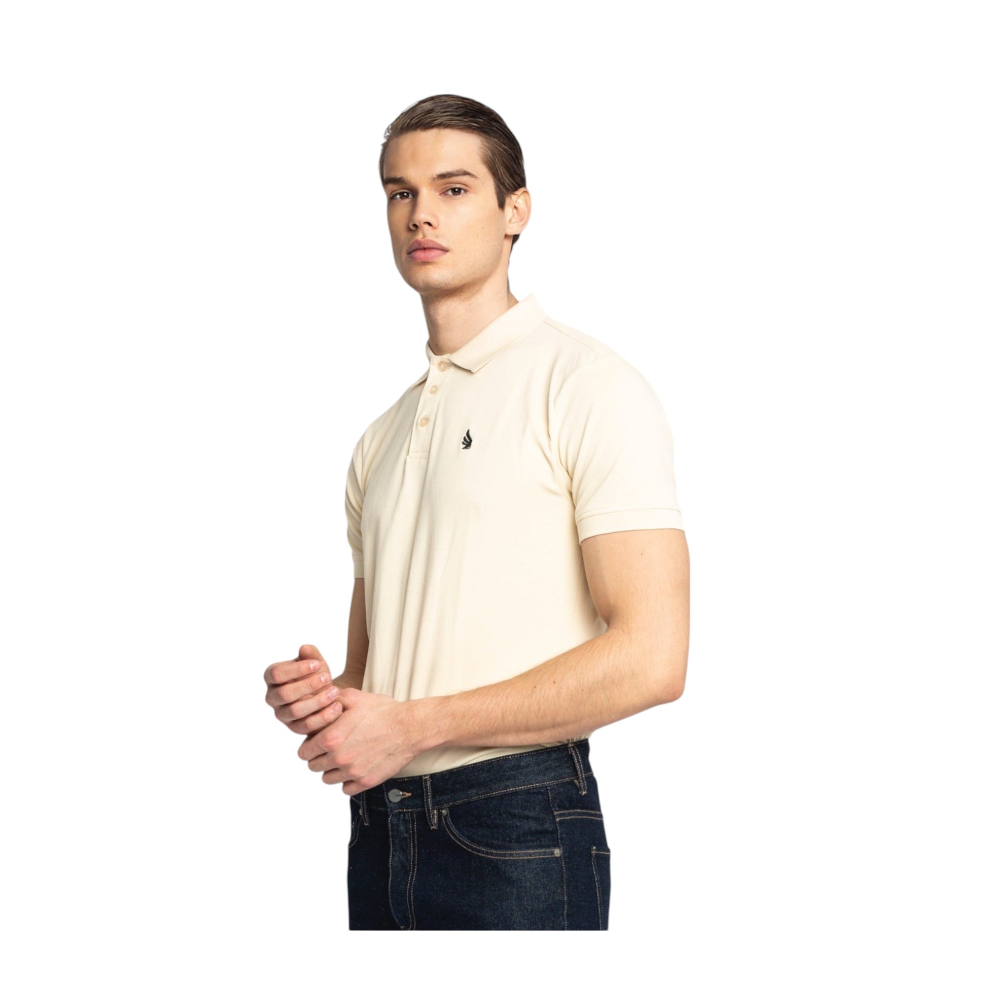 Regular Fit Short Sleeves Polo in Cotton Piquet with 3D Embroidered Wing Gisada Polo