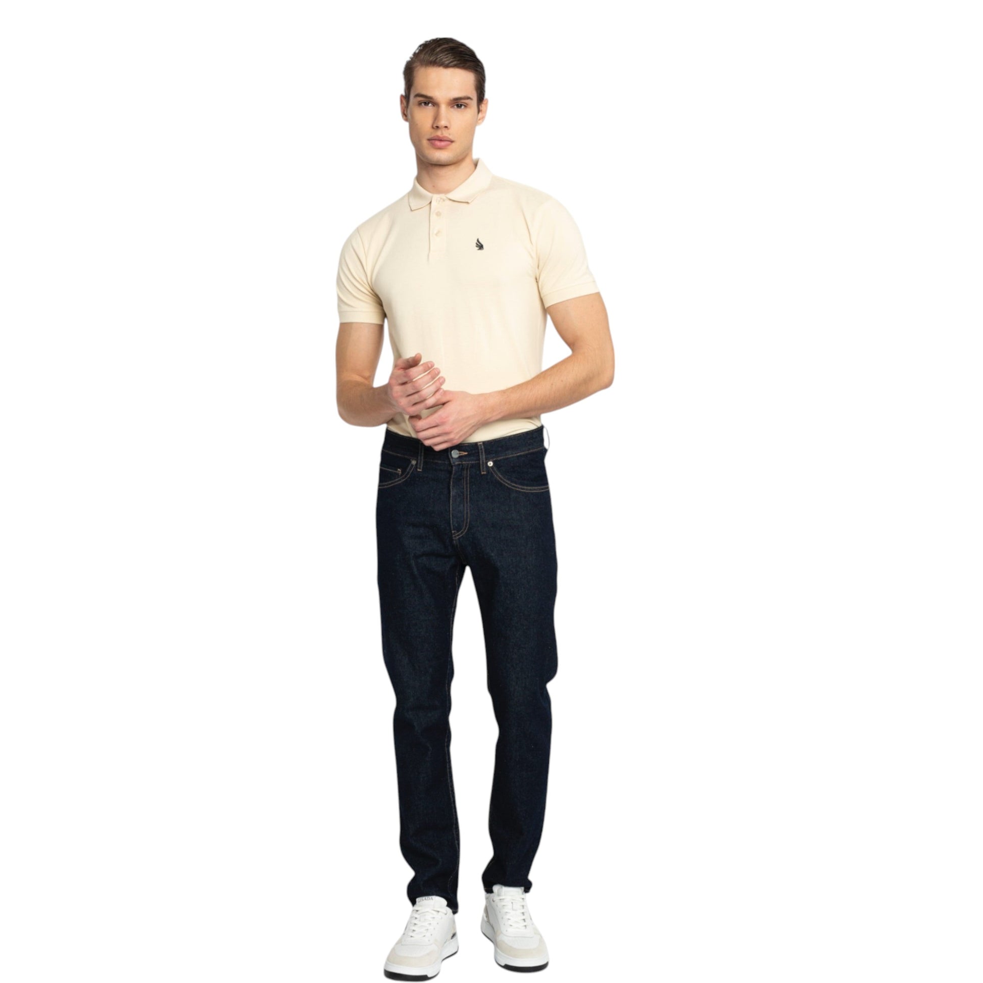 Regular Fit Short Sleeves Polo in Cotton Piquet with 3D Embroidered Wing Gisada Polo
