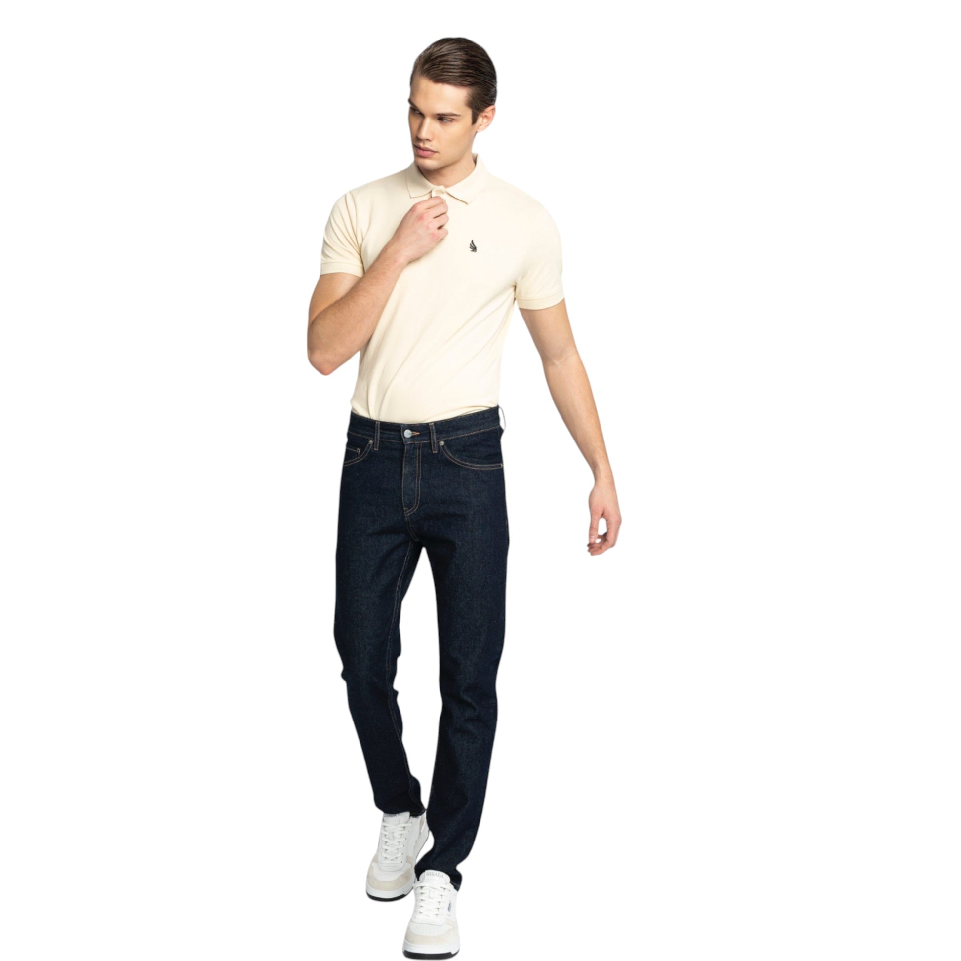 Regular Fit Short Sleeves Polo in Cotton Piquet with 3D Embroidered Wing Gisada Polo