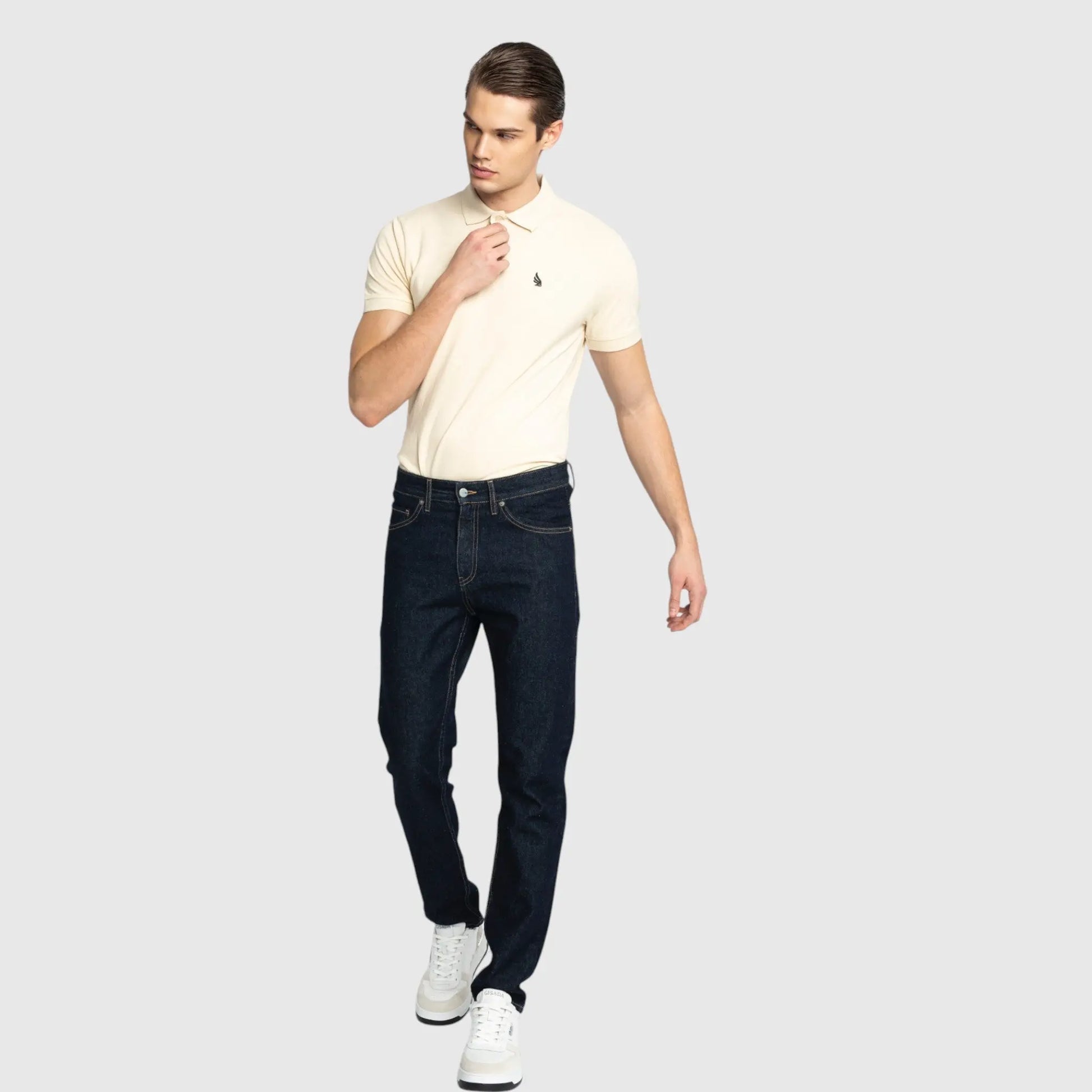 Regular Fit Short Sleeves Polo in Cotton Piquet with 3D Embroidered Wing Gisada Polo