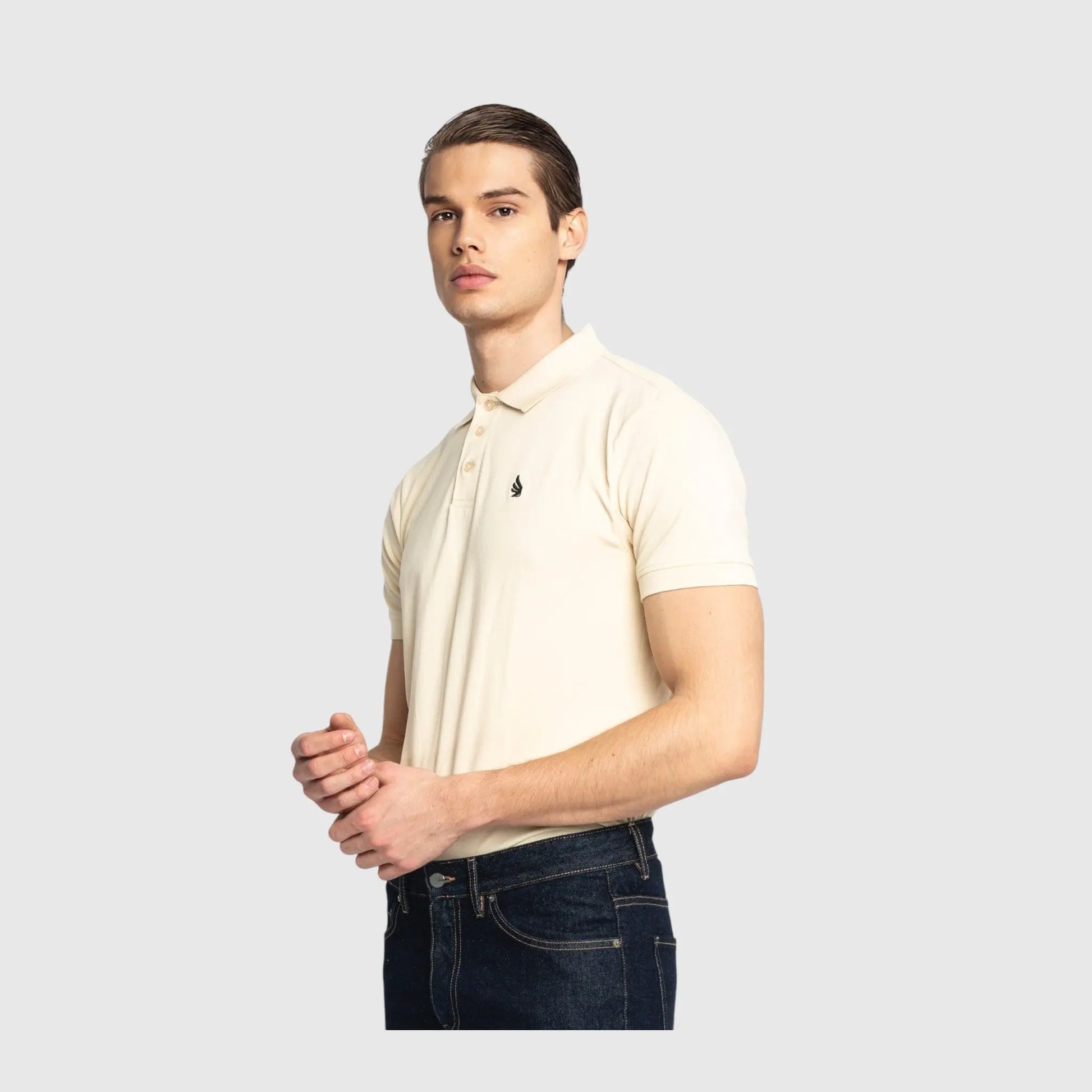 Regular Fit Short Sleeves Polo in Cotton Piquet with 3D Embroidered Wing Gisada Polo
