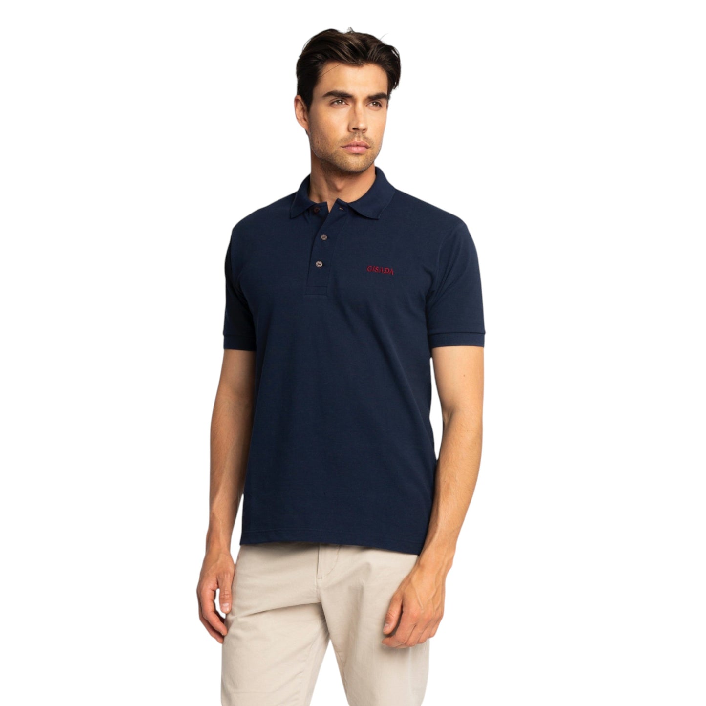 Regular Fit Short Sleeves Polo in Luxe Interlock Piquet with Embroidery Gisada Logo Gisada Polo