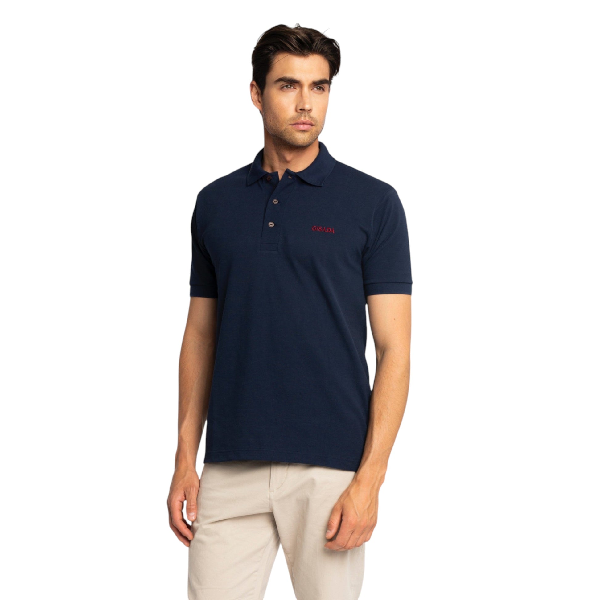Regular Fit Short Sleeves Polo in Luxe Interlock Piquet with Embroidery Gisada Logo Gisada Polo