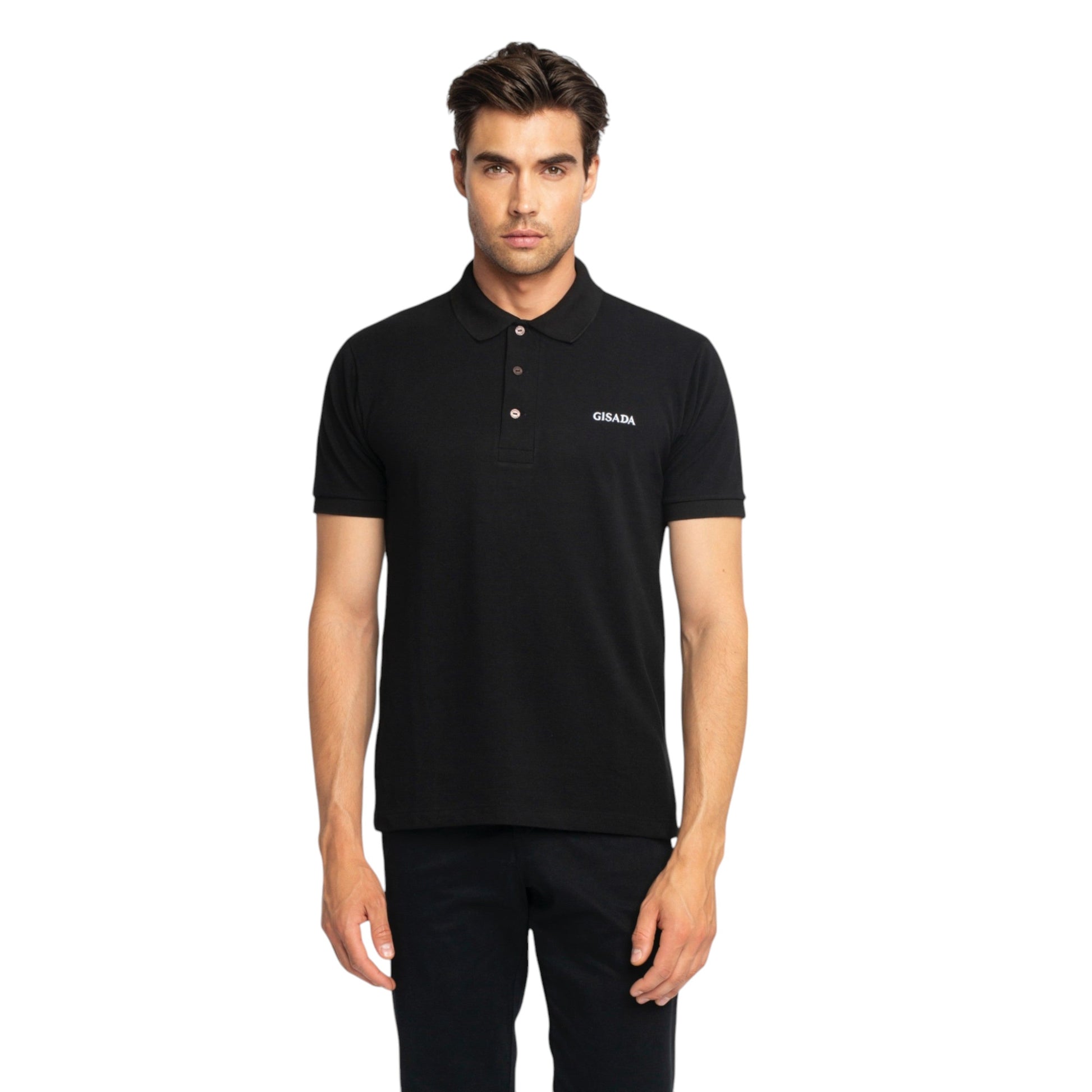 Regular Fit Short Sleeves Polo in Luxe Interlock Piquet with Embroidery Gisada Logo Gisada Polo