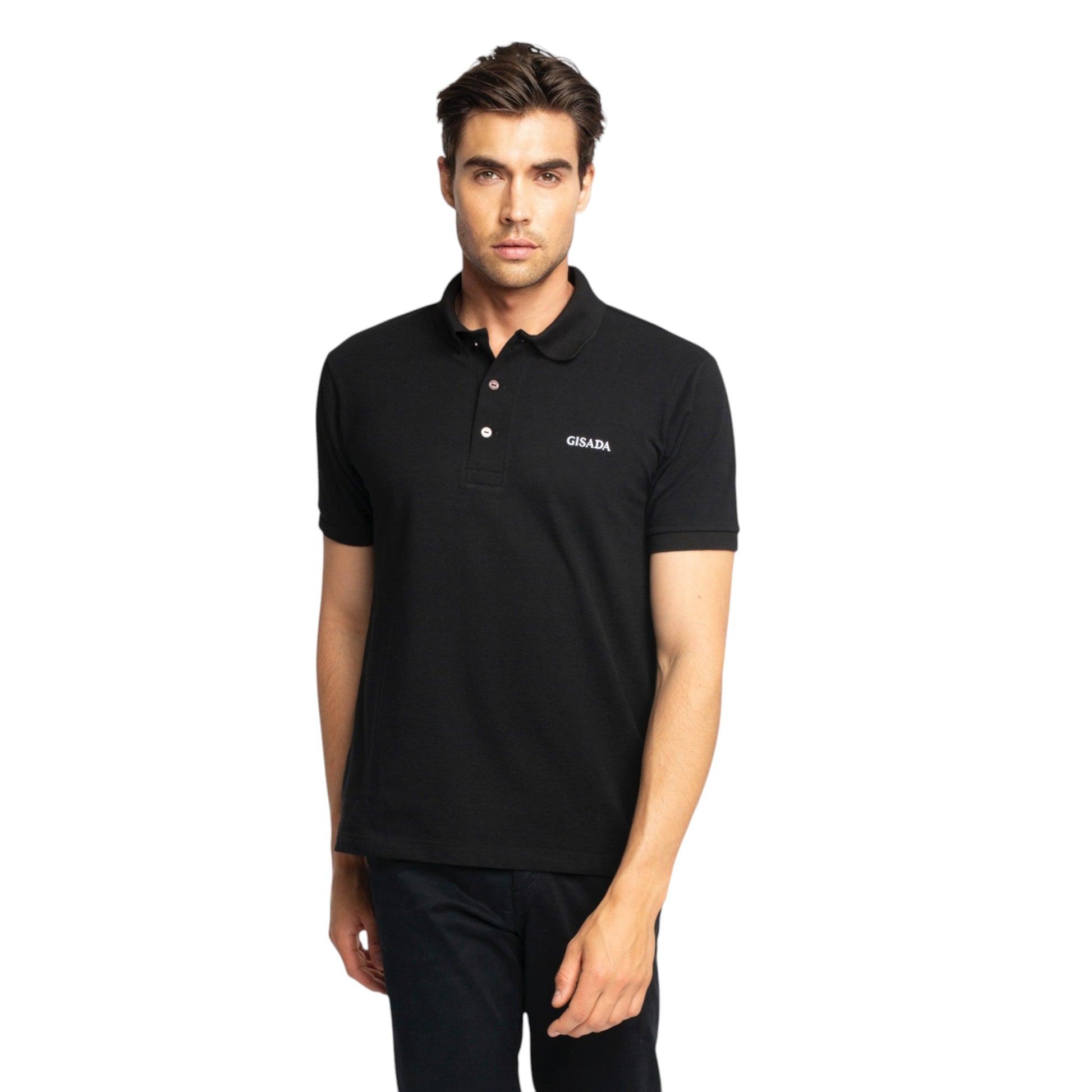 Regular Fit Short Sleeves Polo in Luxe Interlock Piquet with Embroidery Gisada Logo Gisada Polo