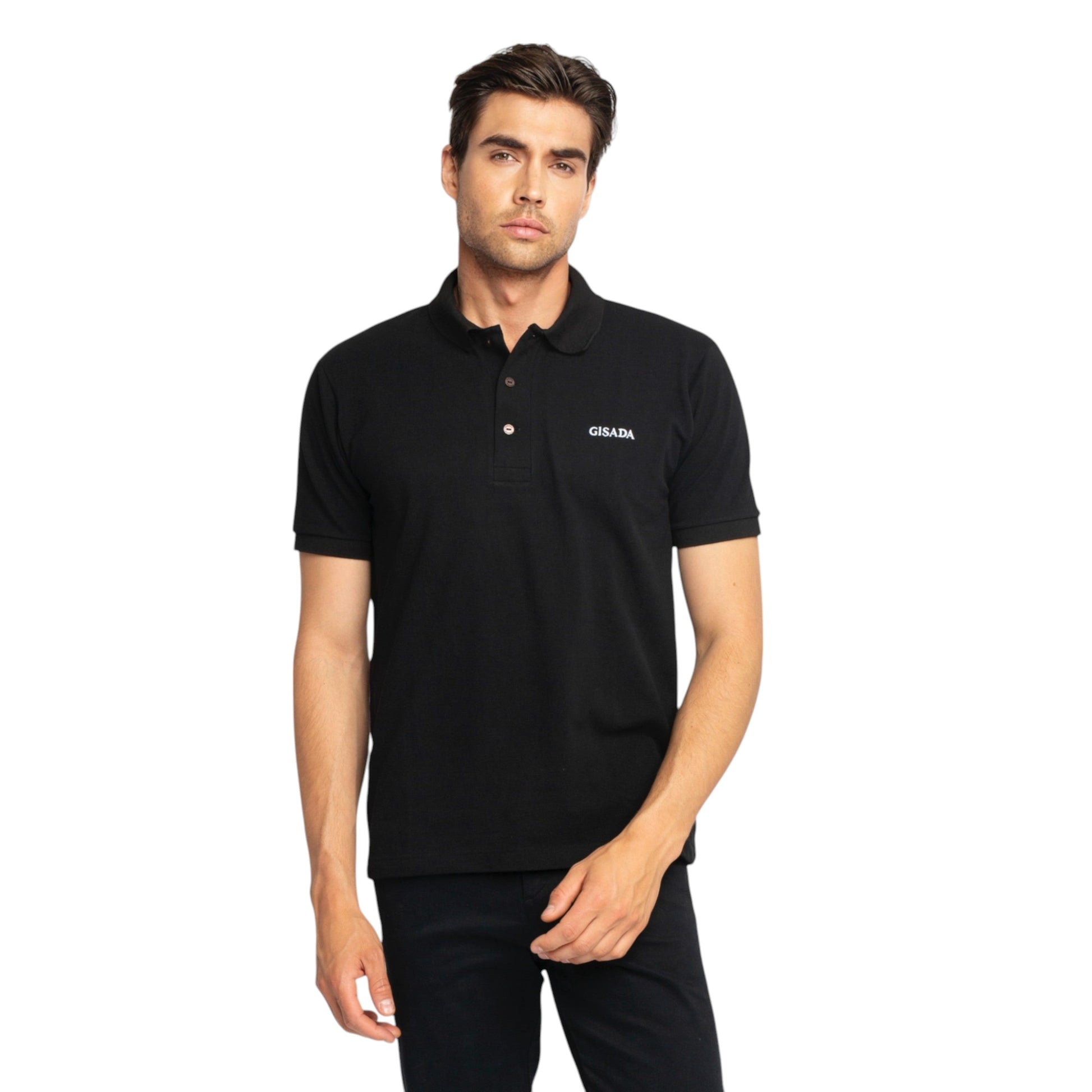 Regular Fit Short Sleeves Polo in Luxe Interlock Piquet with Embroidery Gisada Logo Gisada Polo