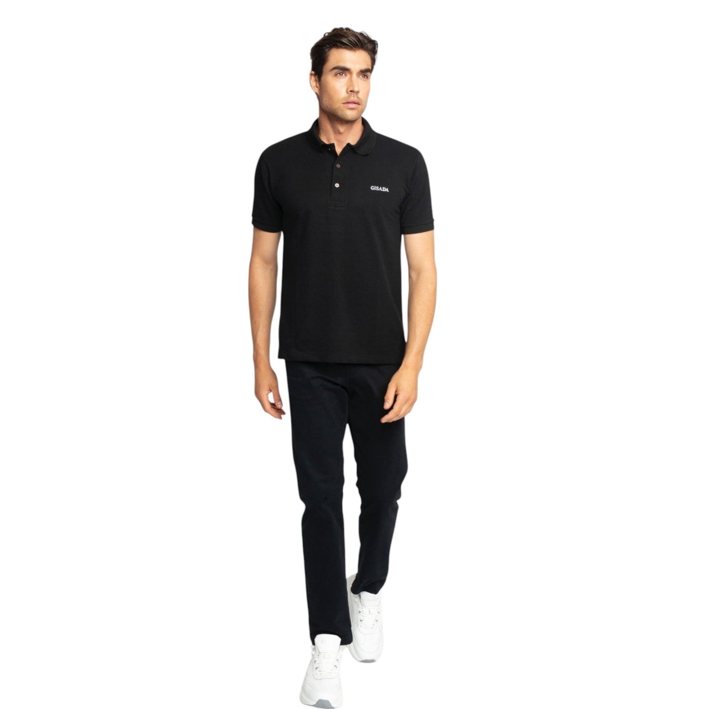 Regular Fit Short Sleeves Polo in Luxe Interlock Piquet with Embroidery Gisada Logo Gisada Polo