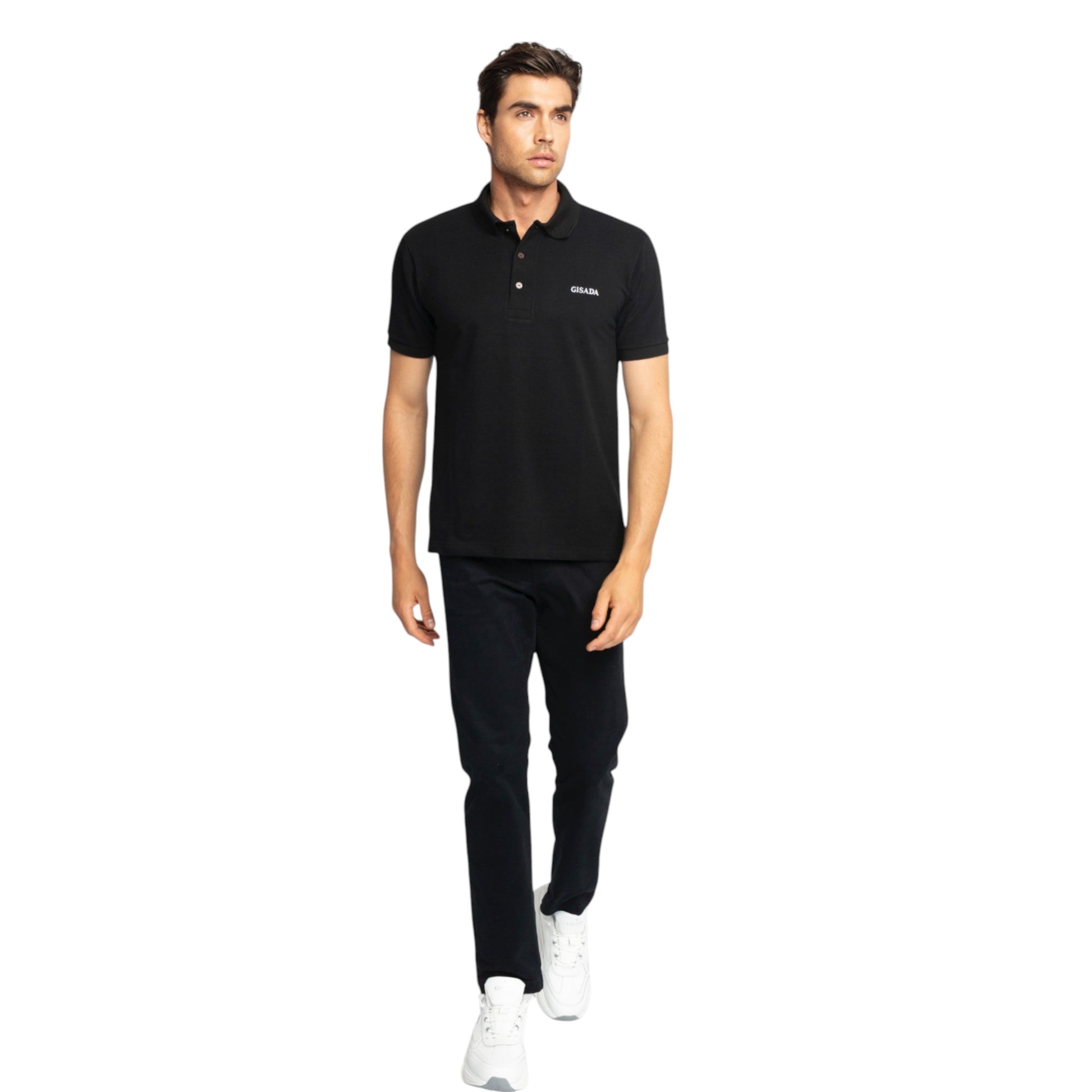Regular Fit Short Sleeves Polo in Luxe Interlock Piquet with Embroidery Gisada Logo Gisada Polo