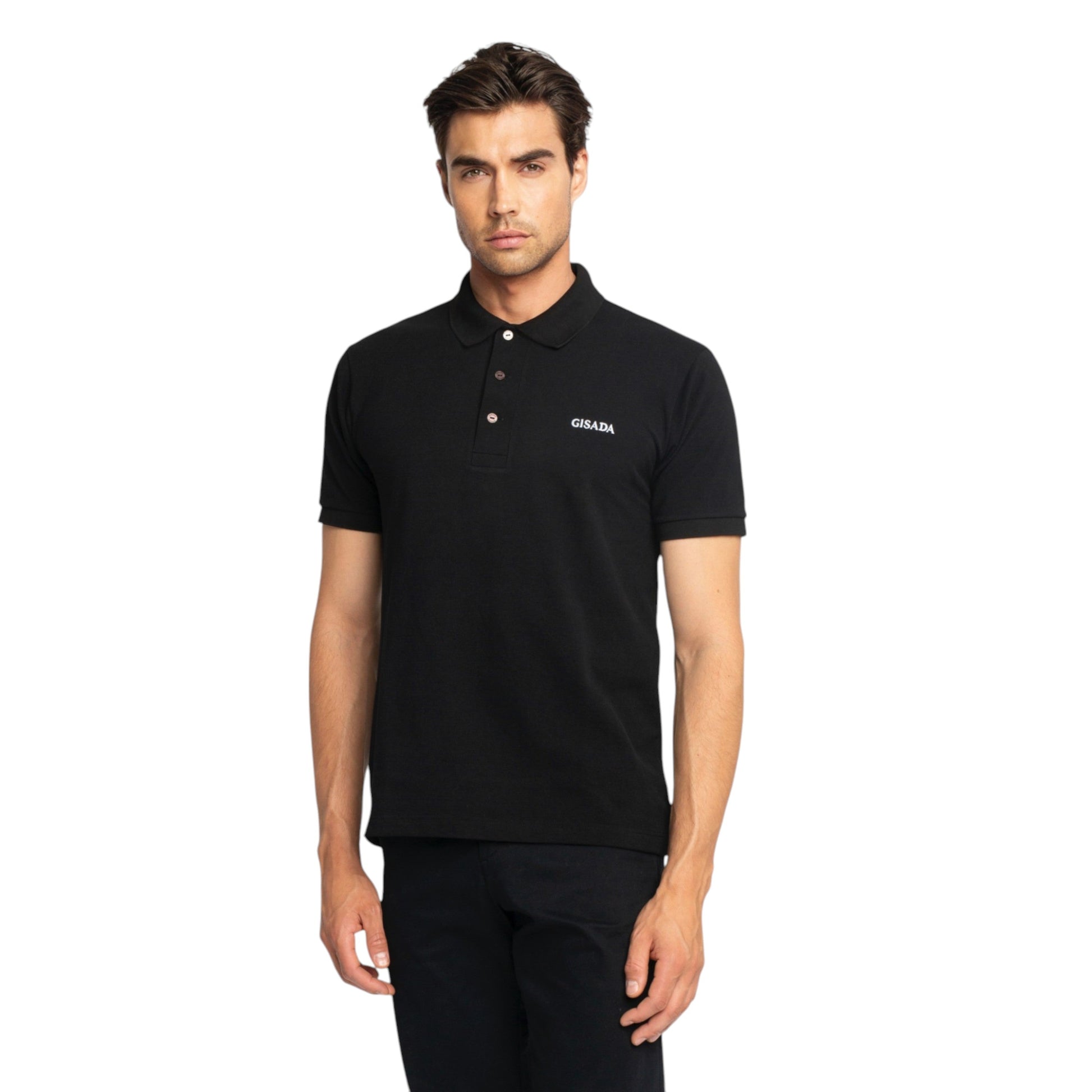 Regular Fit Short Sleeves Polo in Luxe Interlock Piquet with Embroidery Gisada Logo Gisada Polo