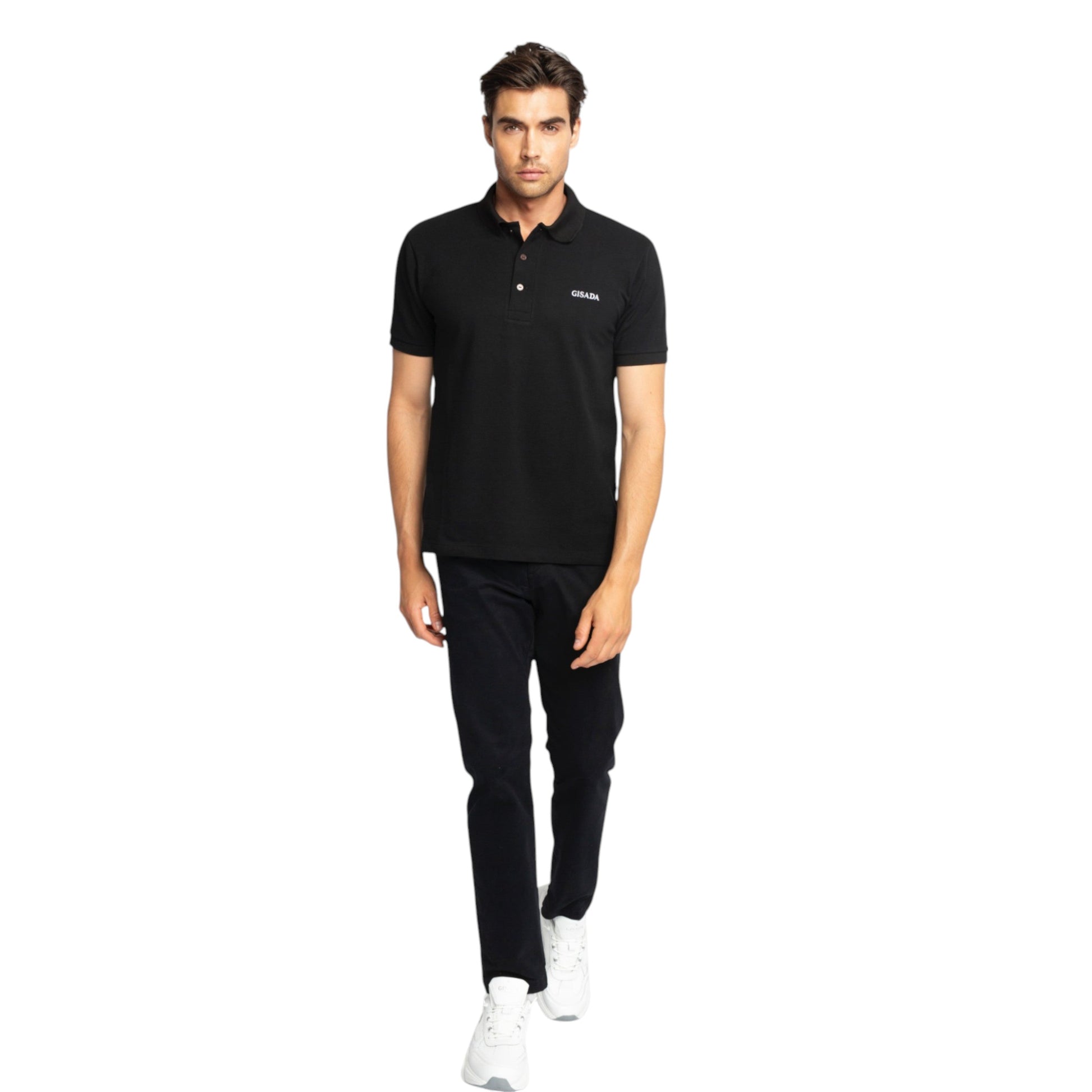 Regular Fit Short Sleeves Polo in Luxe Interlock Piquet with Embroidery Gisada Logo Gisada Polo