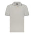 Front view of beige cotton polo shirt with contrast collar and Gisada logo