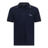 Front view of navy cotton polo with white contrast trim and Gisada logo