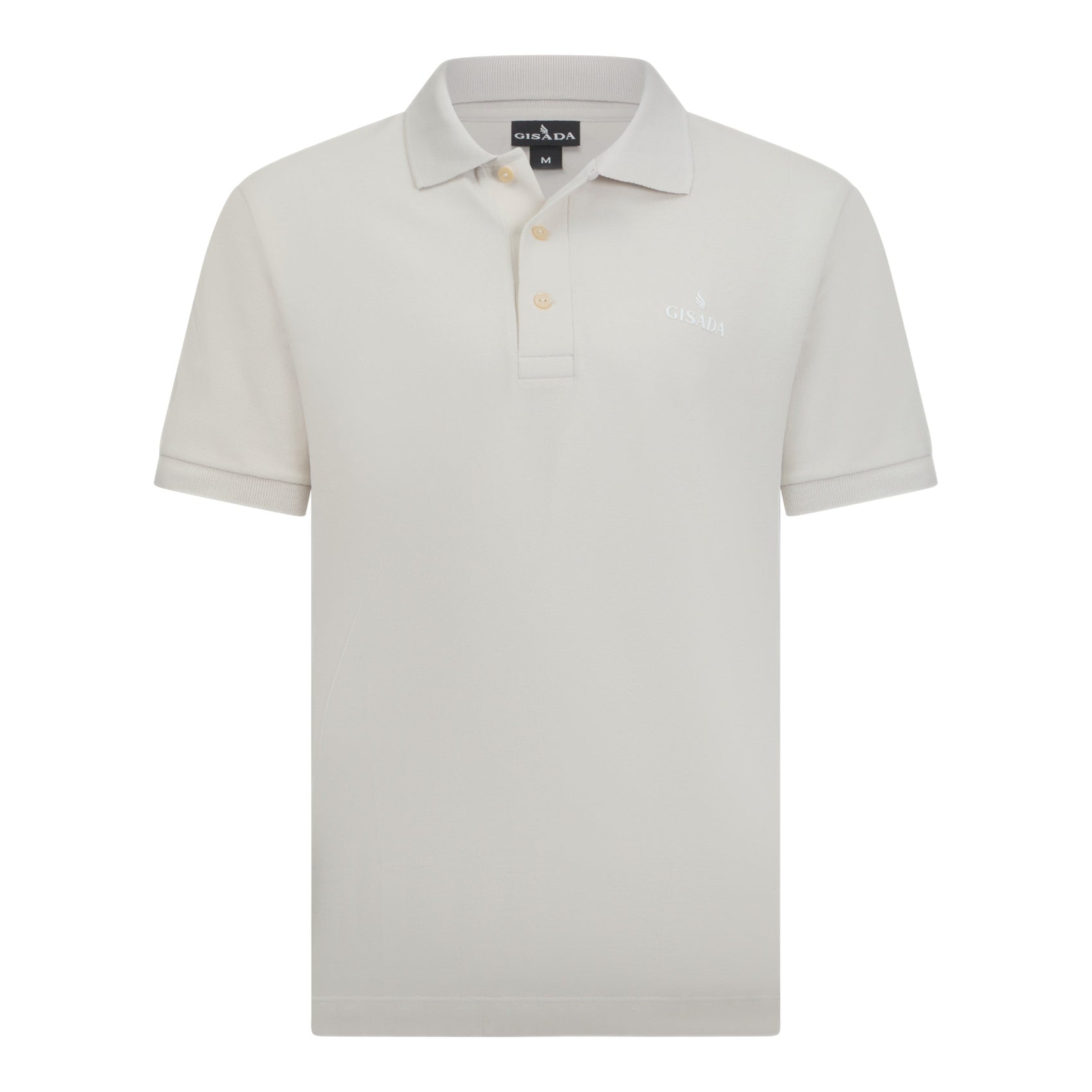Beige Gisada cotton polo shirt with rubber logo on front