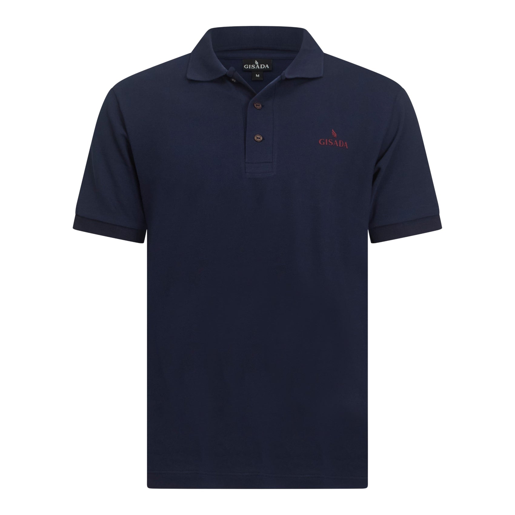 Navy blue Gisada cotton polo shirt with red embossed logo
