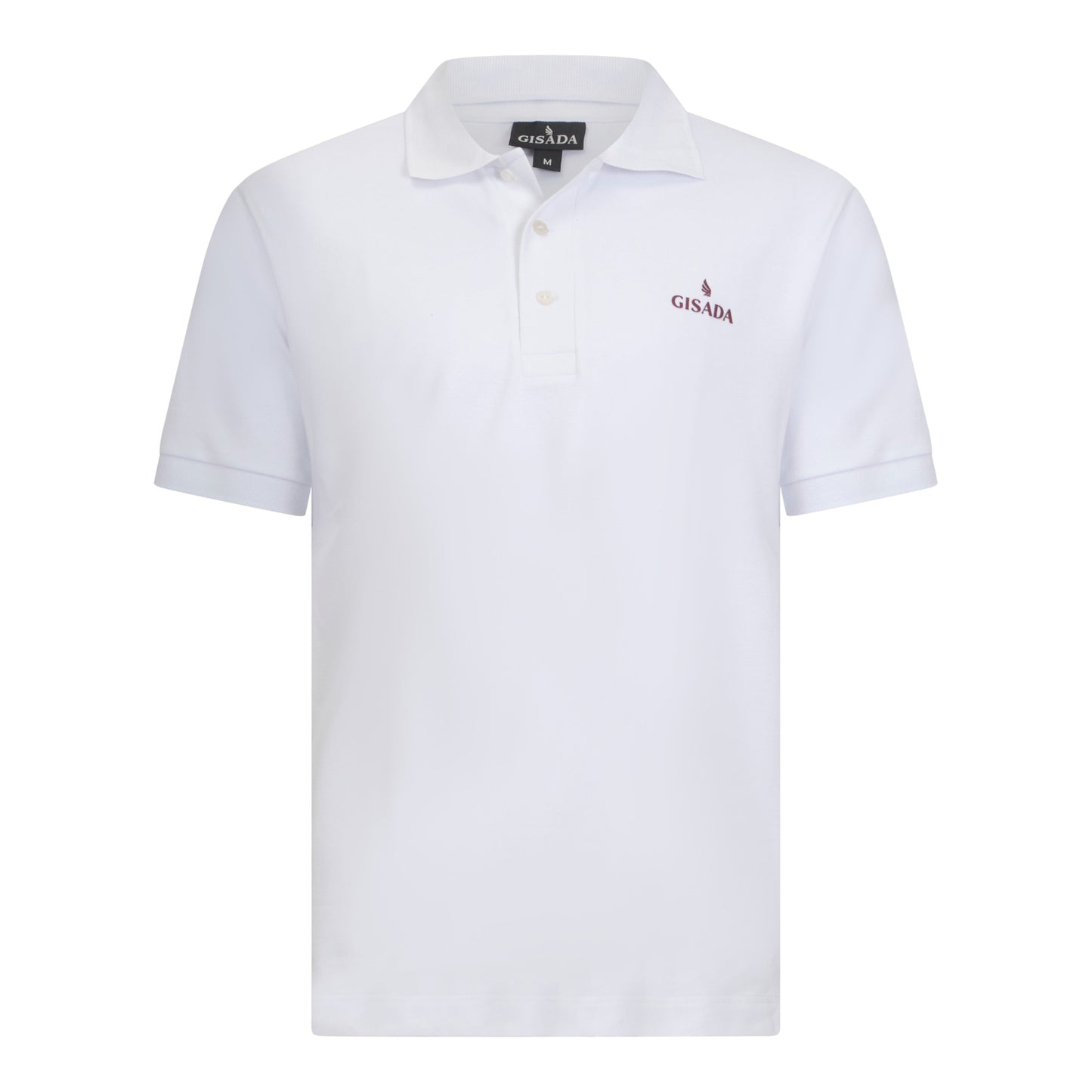 White Gisada cotton polo shirt with red embossed logo