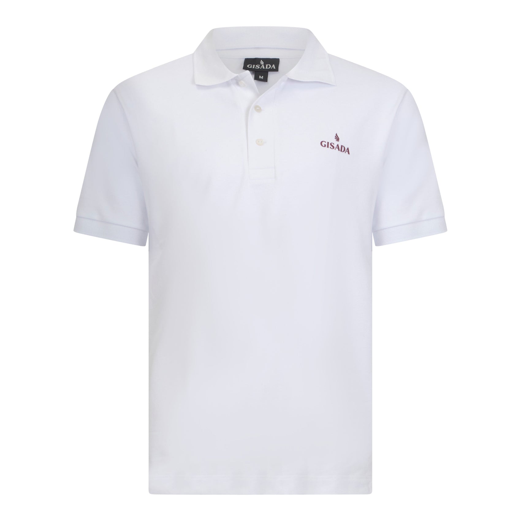 White Gisada cotton polo shirt with red embossed logo