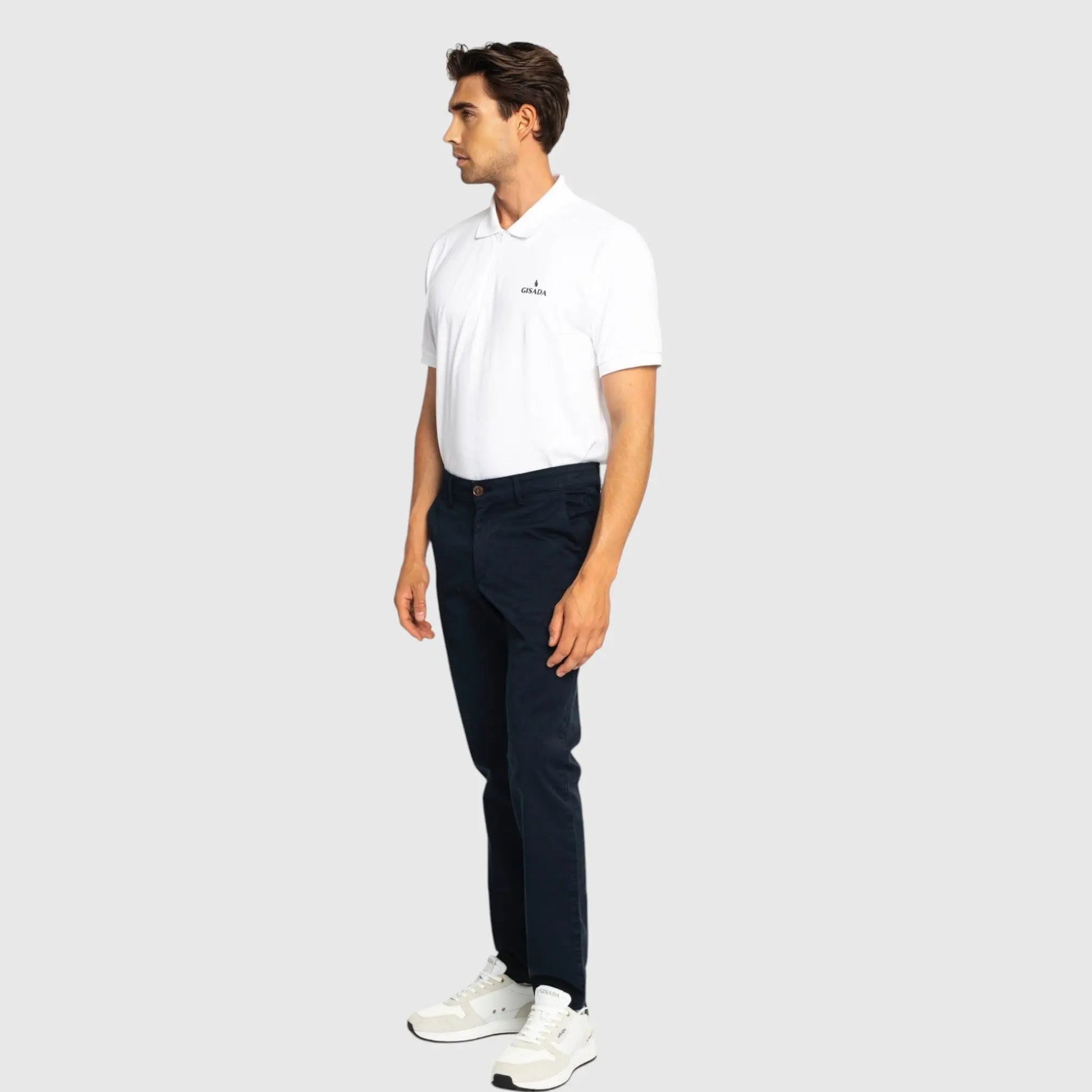 Regular Fit Short Sleeves Zip-Up Polo in Interlock Piquet with Gisada Rubber Logo Gisada Polo