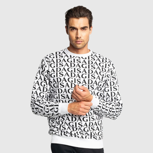 Regular Fit Sweatshirt in Midweight Cotton with Allover Print Gisada Sweatshirt