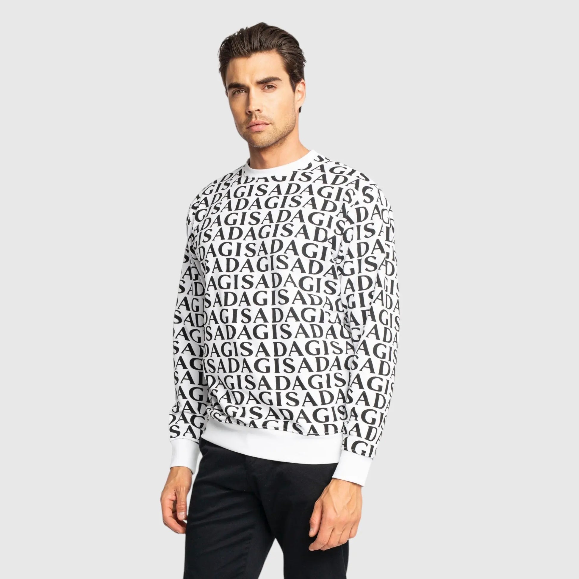 Regular Fit Sweatshirt in Midweight Cotton with Allover Print Gisada Sweatshirt